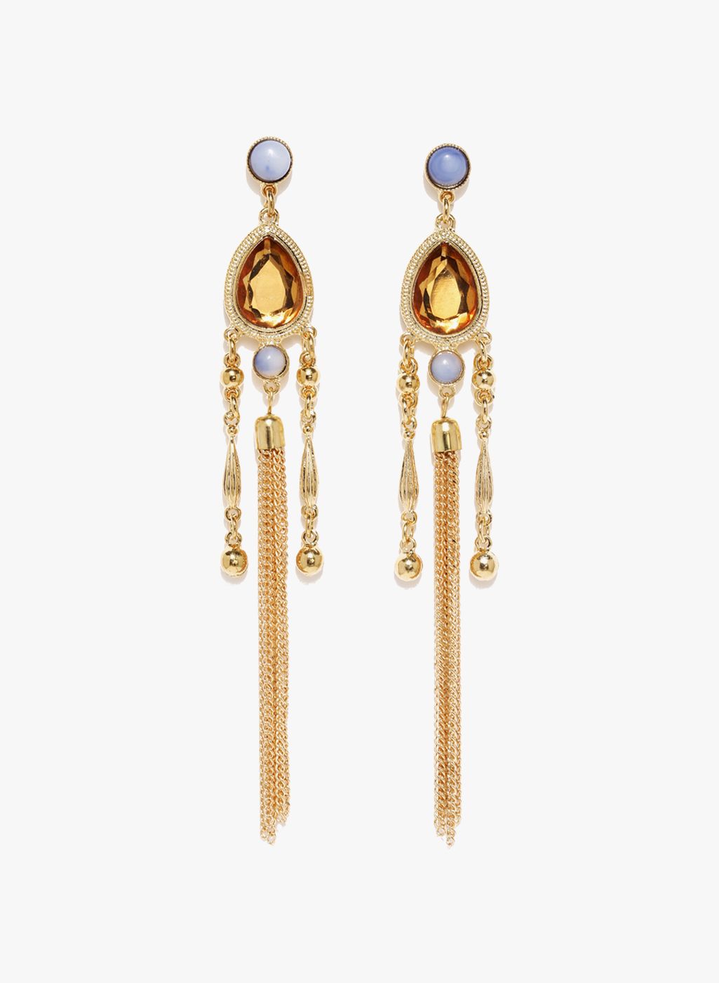 Golden Peacock White/Golden Metal Danglers And Drop