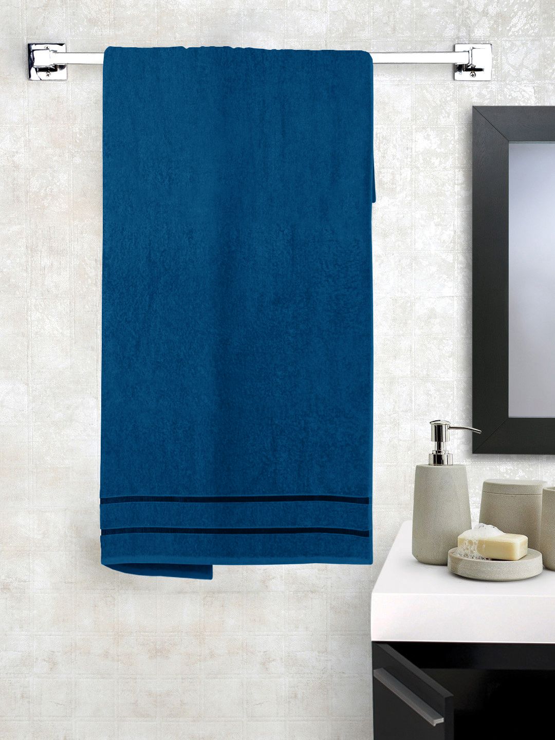 Story@home Teal Blue Cotton 450 GSM Bath Towel Price in India