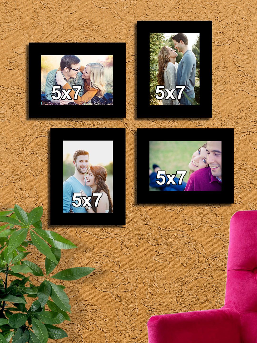 Art Street Black Solid Set Of 4 Wall Photo Frames Price in India