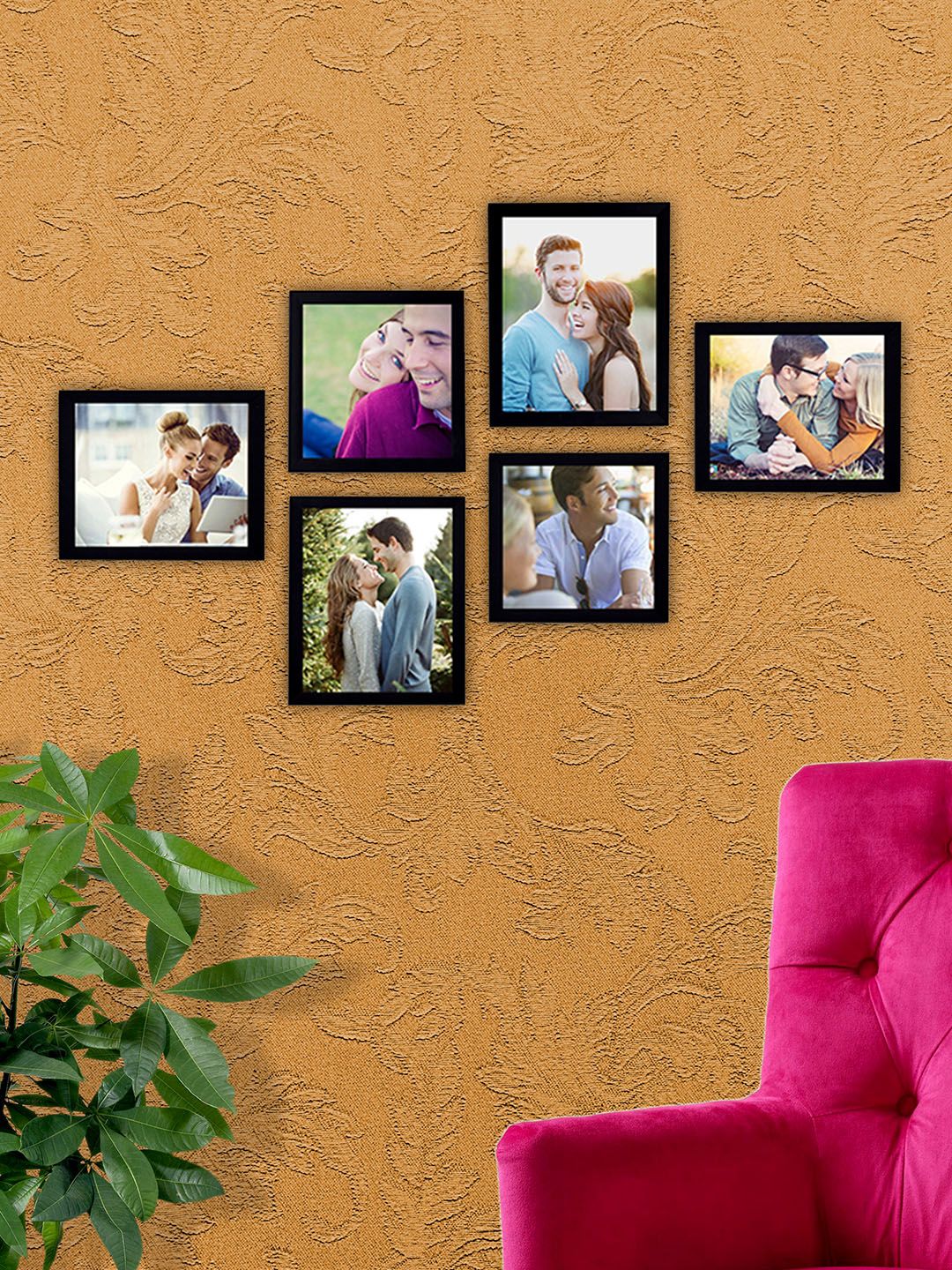 Art Street Black Solid Set Of 6 Wall Photo Frames Price in India