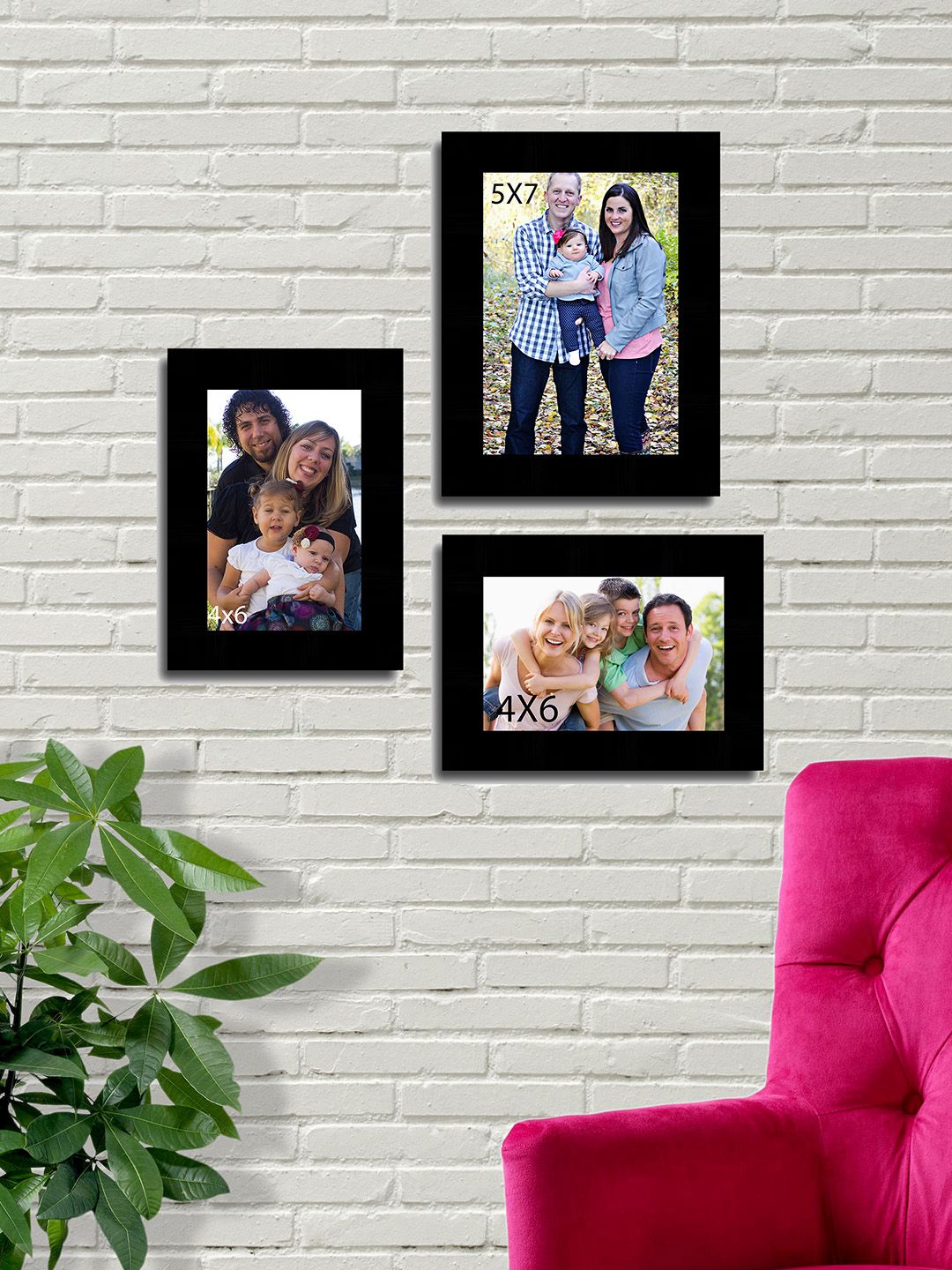 Art Street Black Solid Set Of 3 Wall Photo Frames Price in India