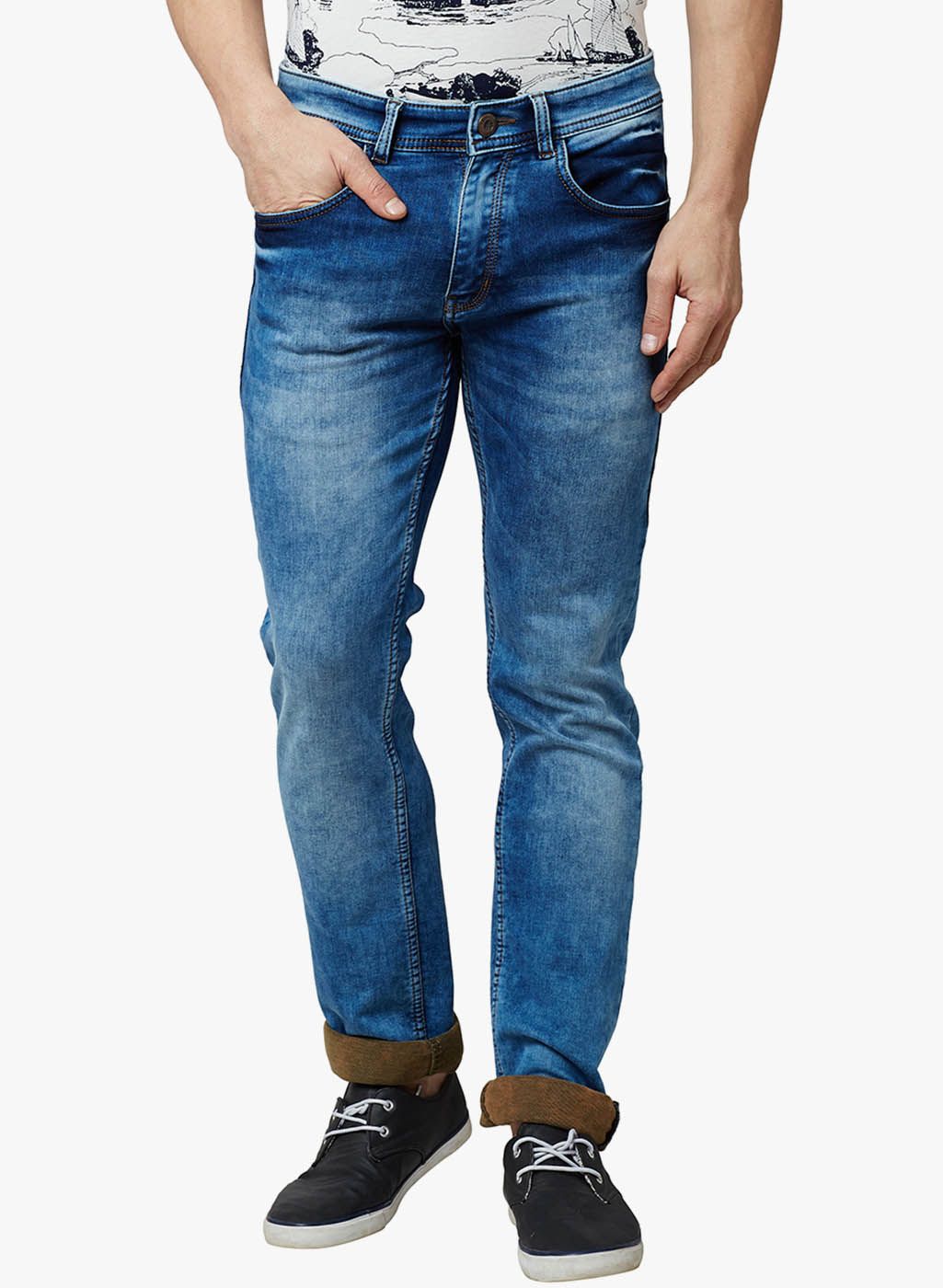Blue Mid-Rise Slim Fit Jeans