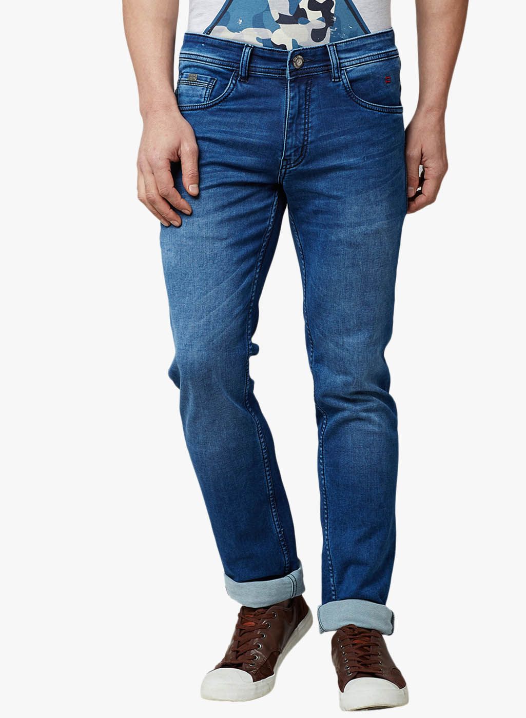 Blue Mid-Rise Slim Fit Jeans