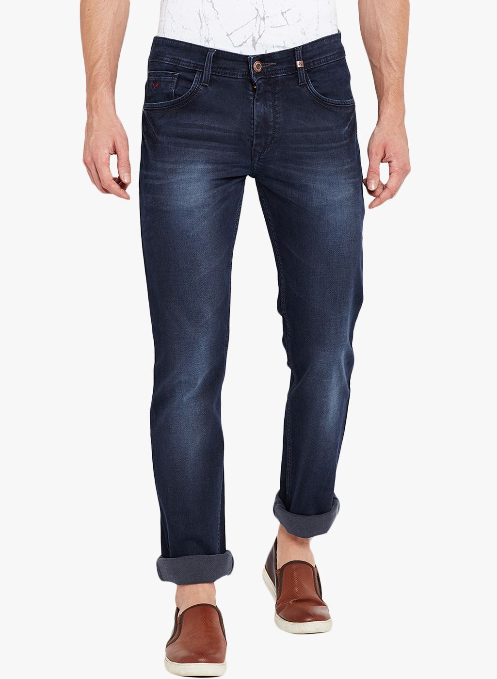 Grey Mid-Rise Slim Fit Jeans