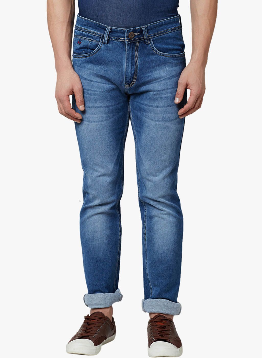 Blue Mid-Rise Slim Fit Jeans
