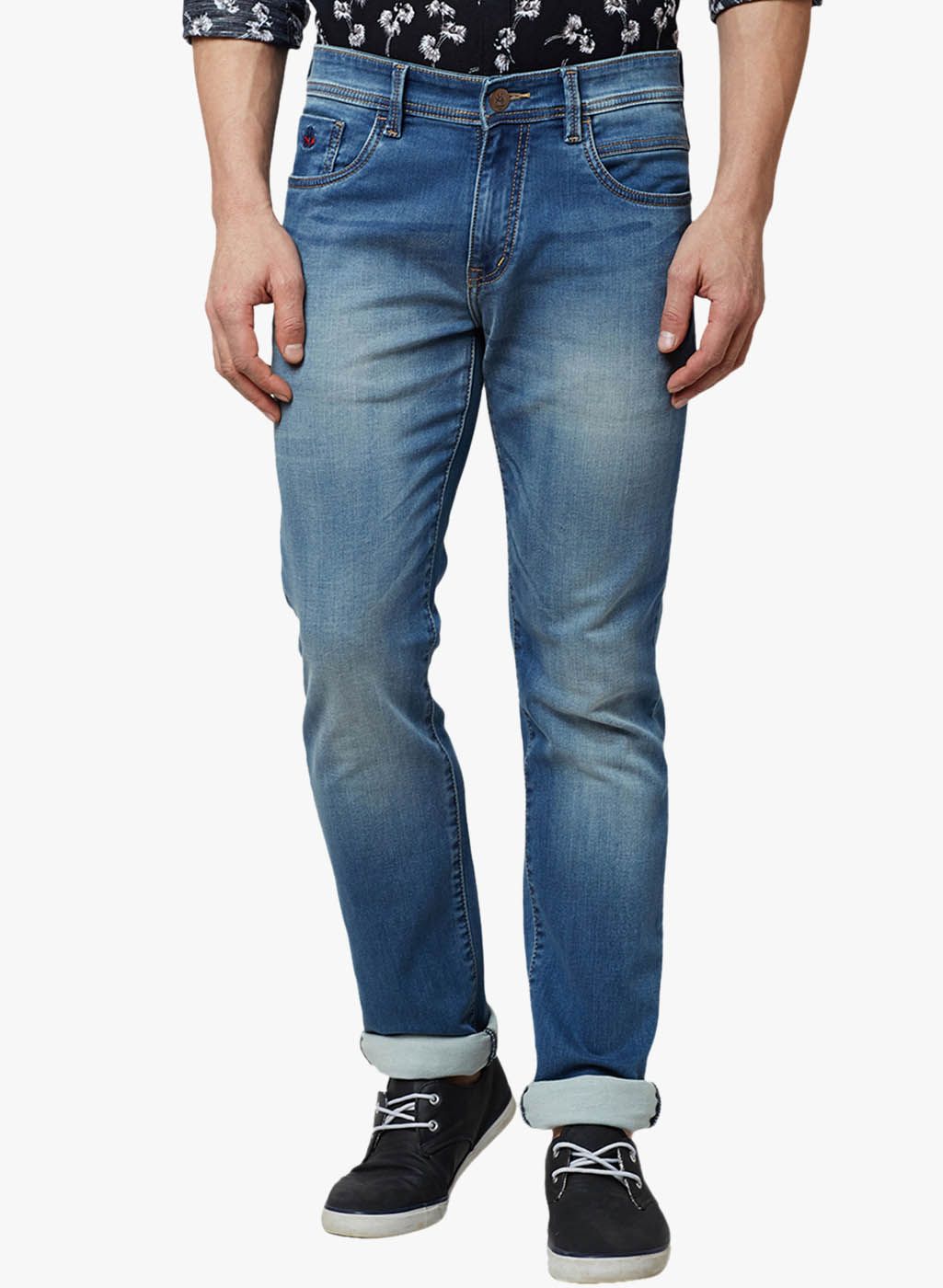 Blue Mid-Rise Slim Fit Jeans