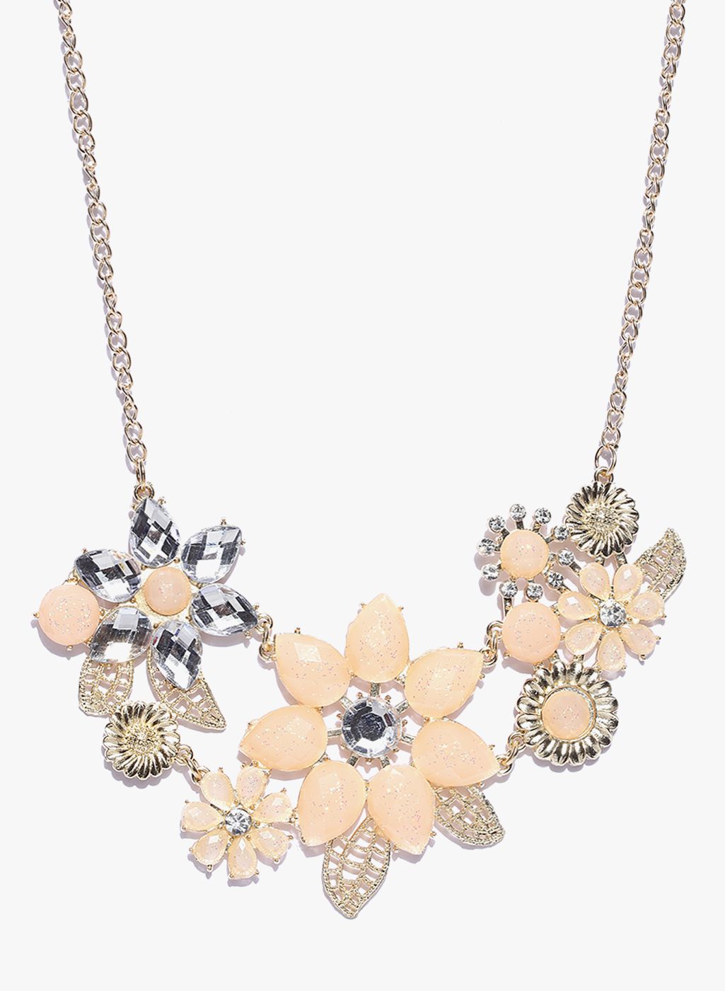 Shining Diva Cream/Golden Metal Necklace And Chains