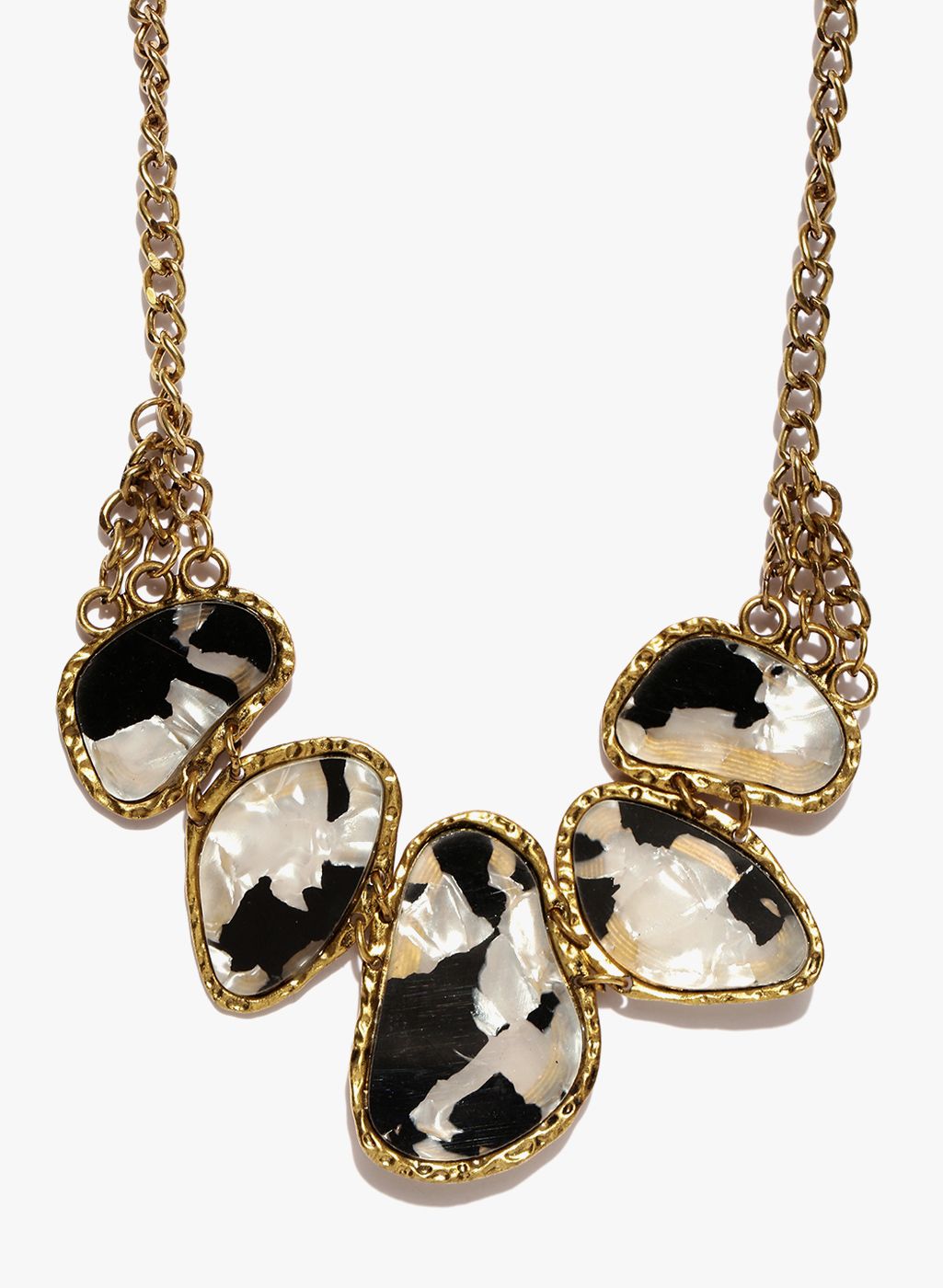 Shining Diva Black/Golden Metal Necklace And Chains