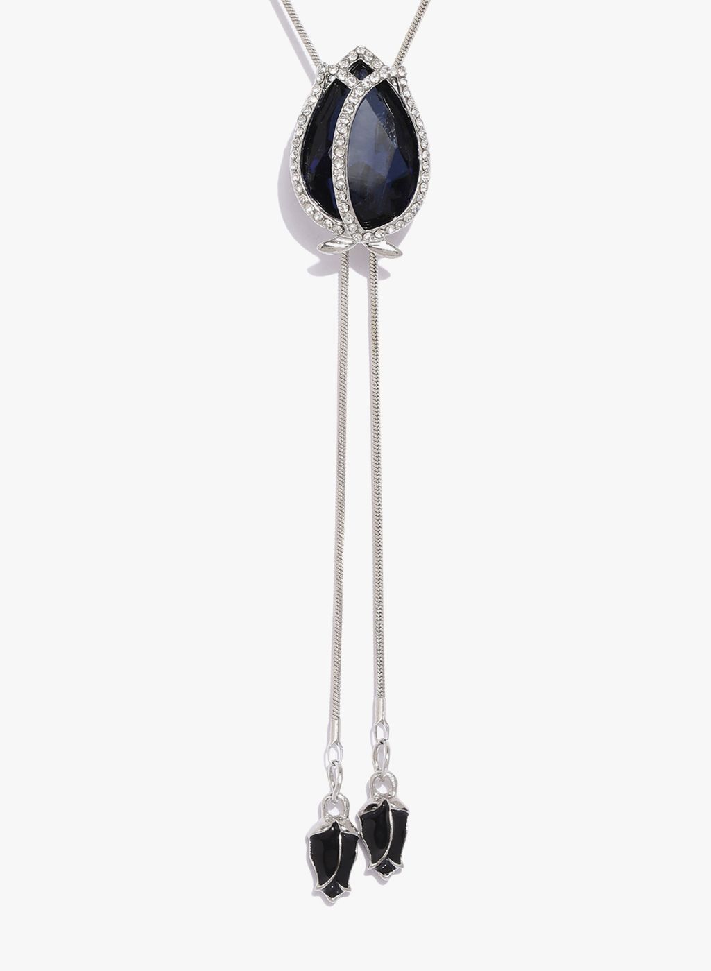 Shining Diva Black/Silver Metal Necklace And Chains