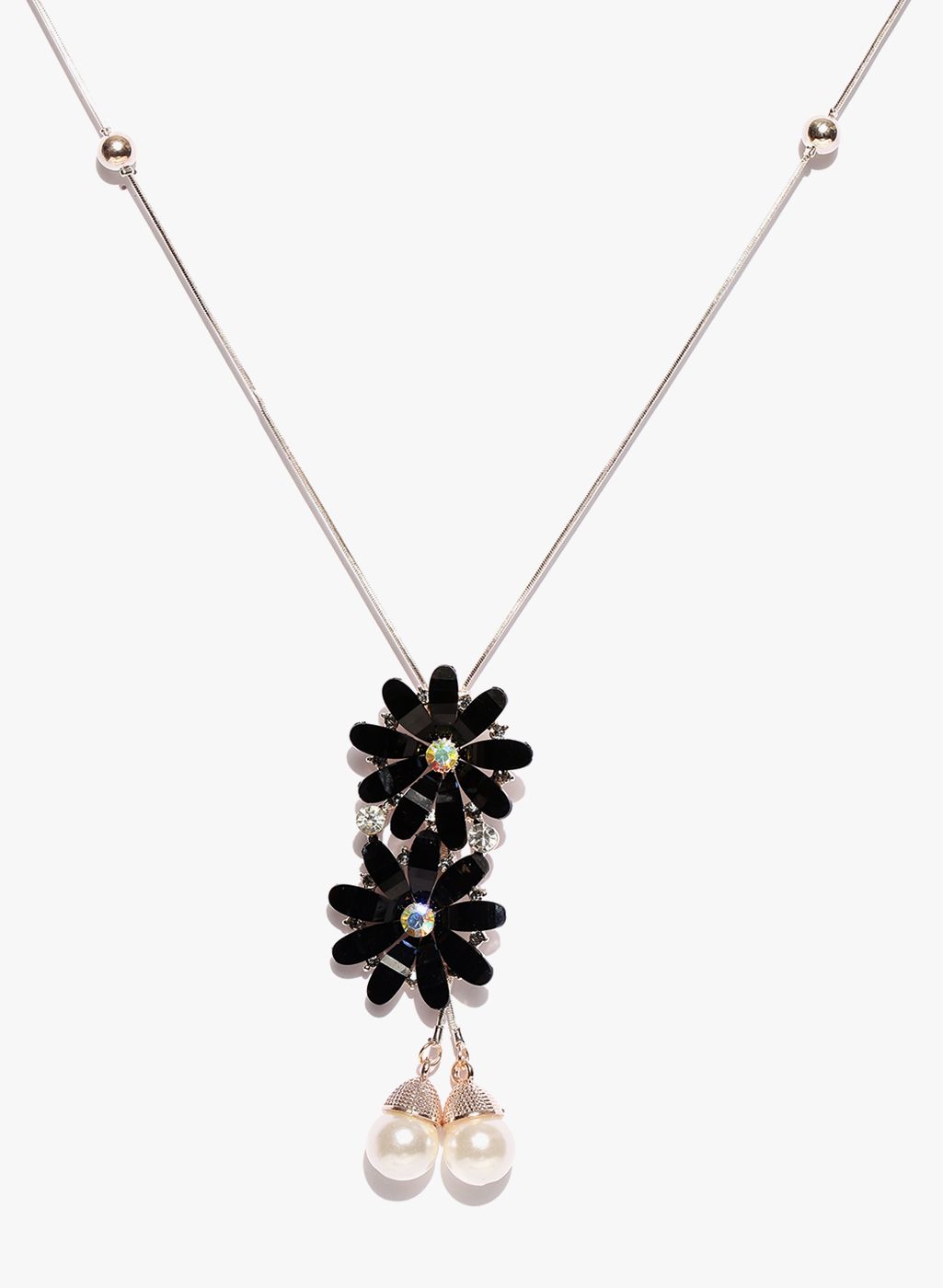 Shining Diva Black/Golden Metal Necklace And Chains