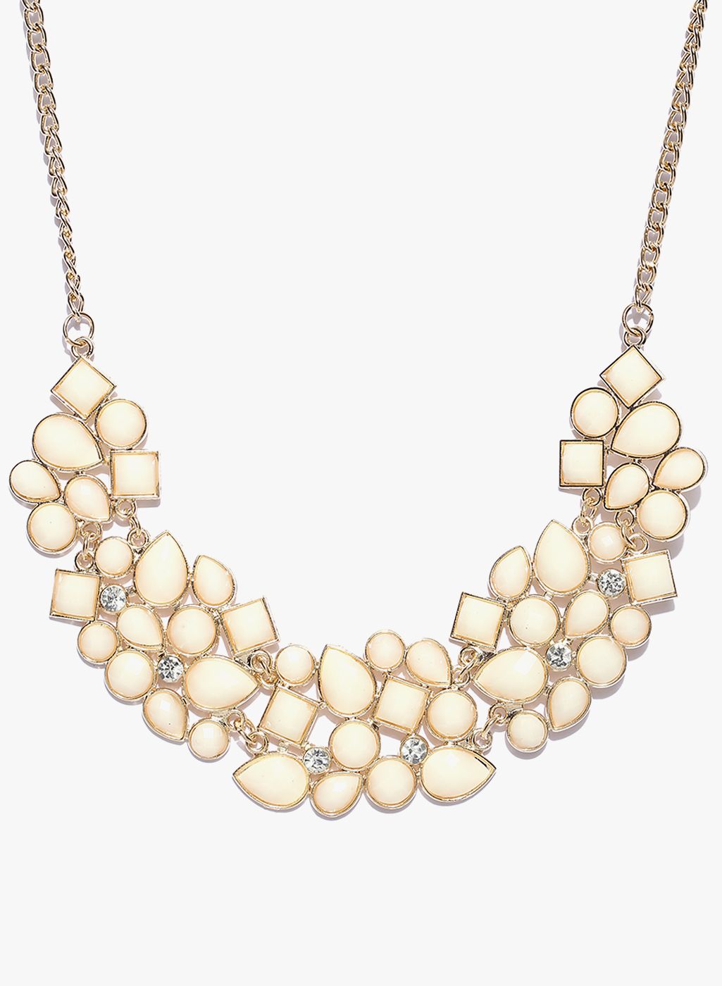 Shining Diva Cream/Golden Metal Necklace And Chains