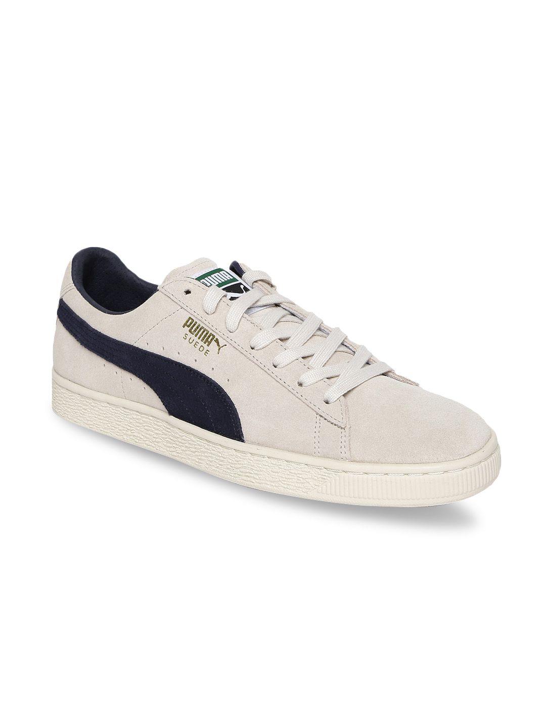 Buy Puma Men Beige and Navy-Blue Suede Classic Archive Sneakers