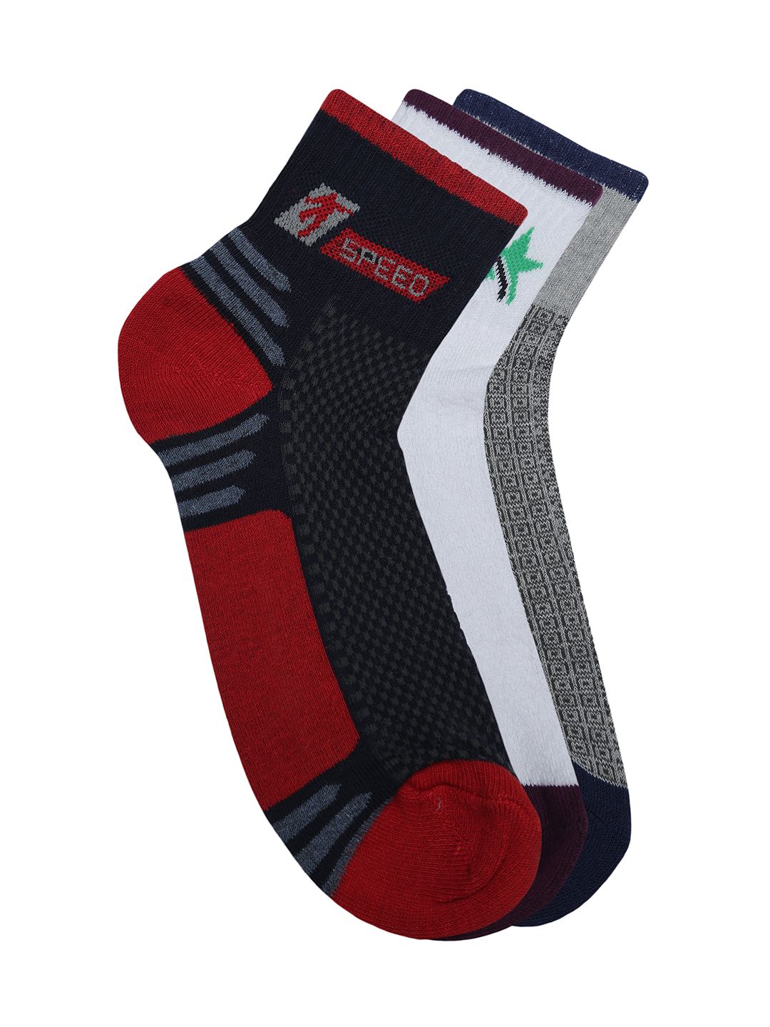 Alvaro Castagnion Men Pack of 3 Assorted Ankle-Length Socks