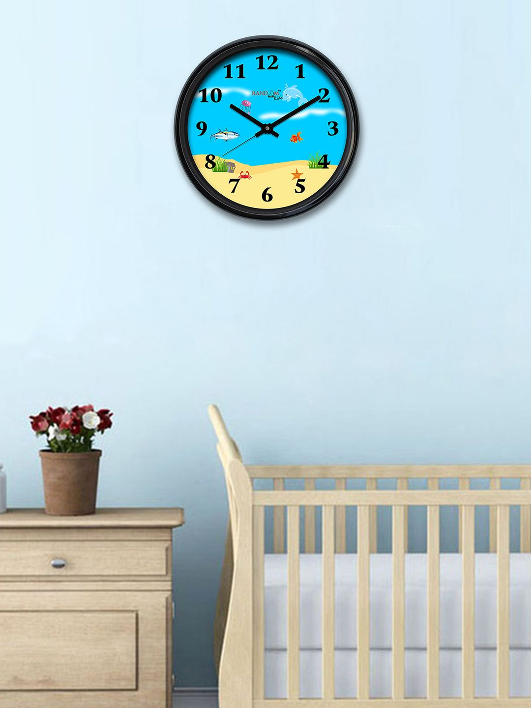 RANDOM Blue Round Printed Analogue Wall Clock 30.4 cm x 30.4 cm x 5.08 cm Price in India