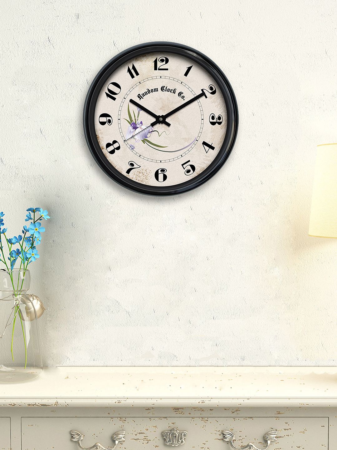 RANDOM Cream-Coloured Round Printed Analogue Wall Clock 30.4 cm x 30.4 cm x 5.08 cm Price in India