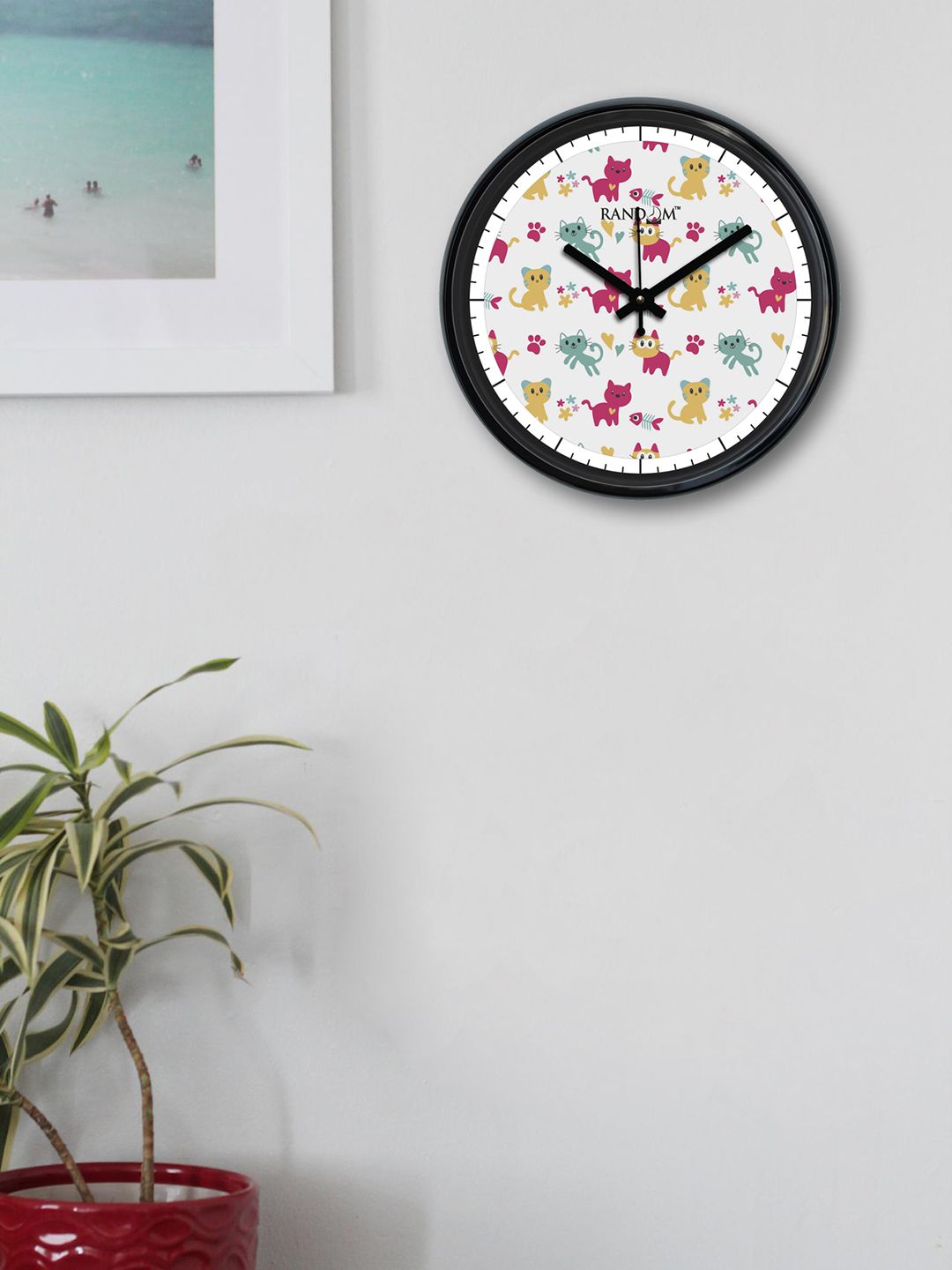 RANDOM White Round Printed Analogue Wall Clock 30.4 cm x 30.4 cm x 5.08 cm Price in India