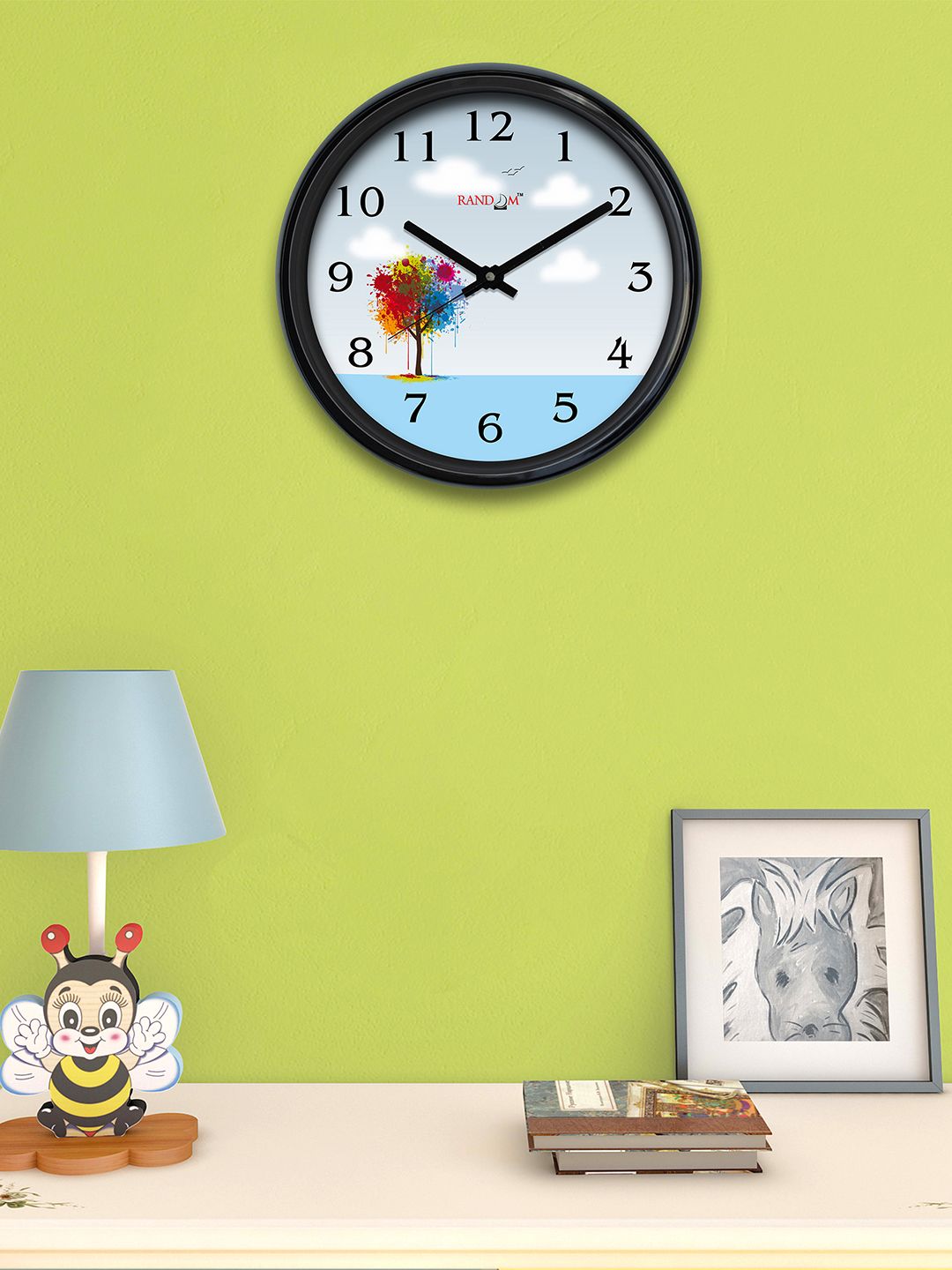 RANDOM Off-White Round Printed Analogue Wall Clock 30.4 cm x 30.4 cm x 5.08 cm Price in India