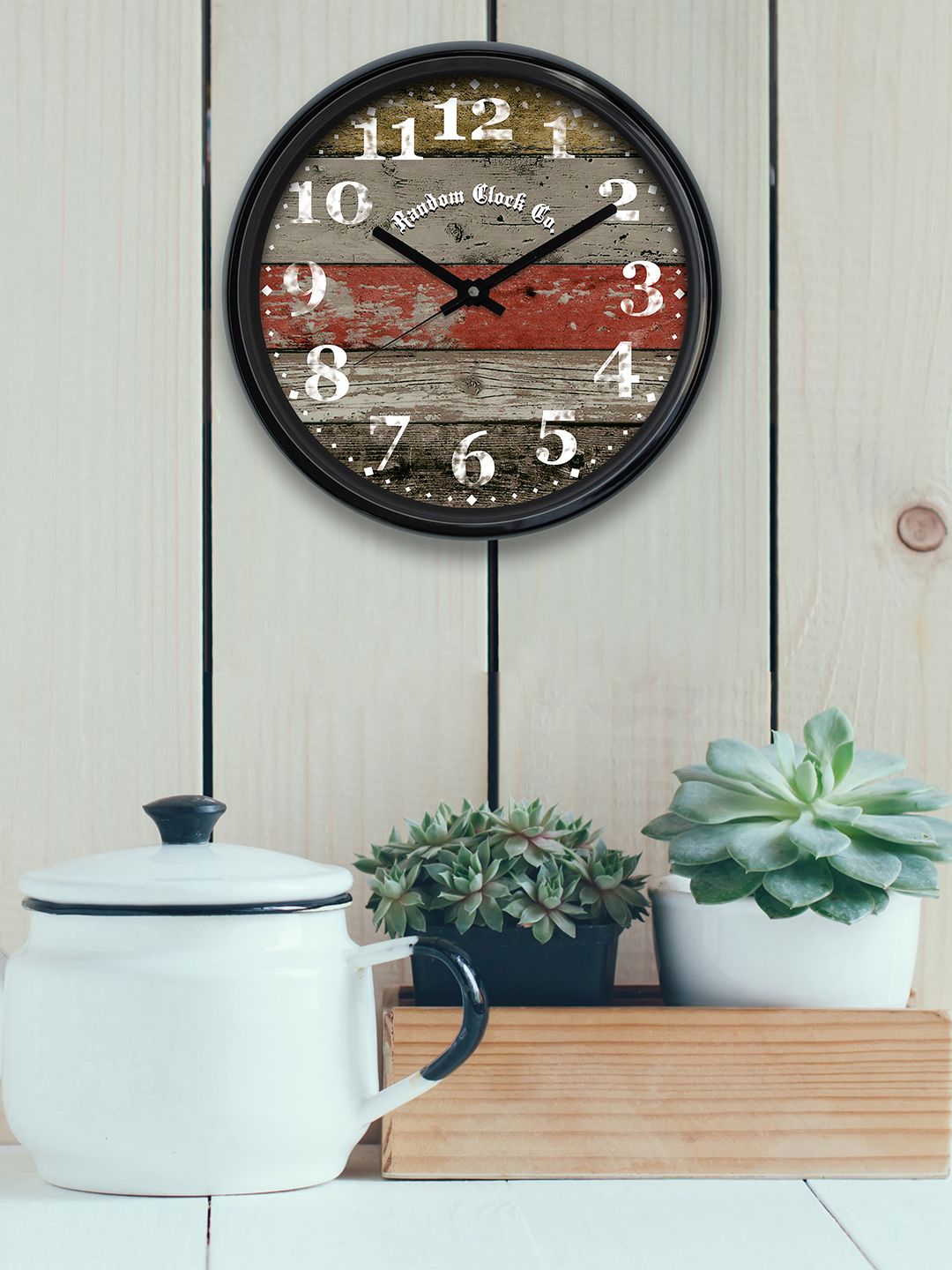 RANDOM Brown Round Printed Analogue Wall Clock 30.4 cm x 30.4 cm x 5.08 cm Price in India