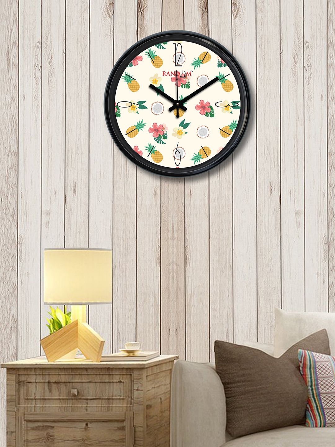 RANDOM Off-White Round Printed Analogue Wall Clock 30.4 cm x 30.4 cm x 5.08 cm Price in India