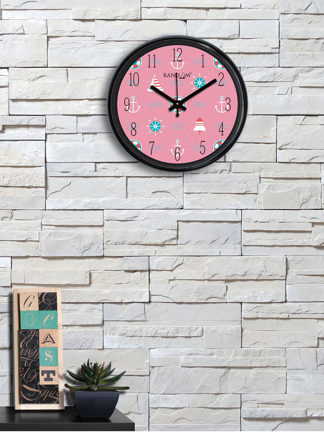 RANDOM Pink Round Printed Analogue Wall Clock 30.4 cm x 30.4 cm x 5.08 cm Price in India