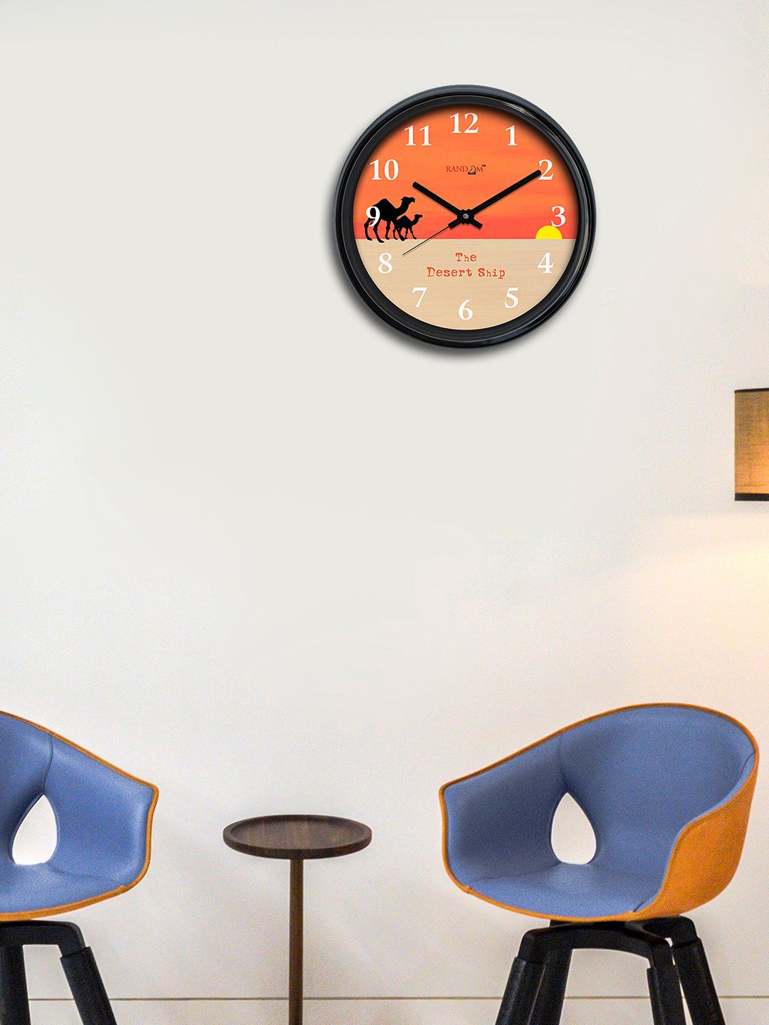 RANDOM Orange Round Colourblocked Analogue Wall Clock Price in India