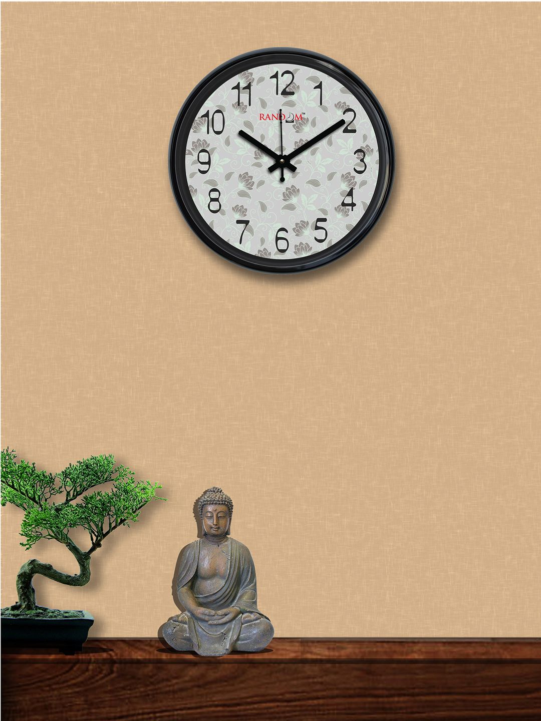 RANDOM Grey Round Printed Analogue Wall Clock 30.4 cm x 30.4 cm x 5.08 cm Price in India