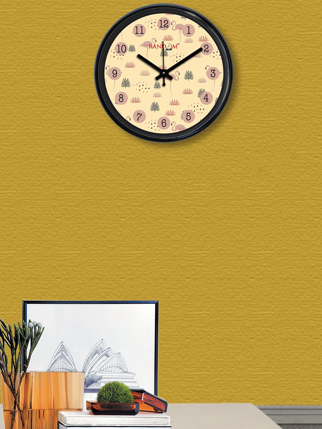 RANDOM Beige Round Printed Analogue Wall Clock 30.4 cm x 30.4 cm x 5.08 cm Price in India