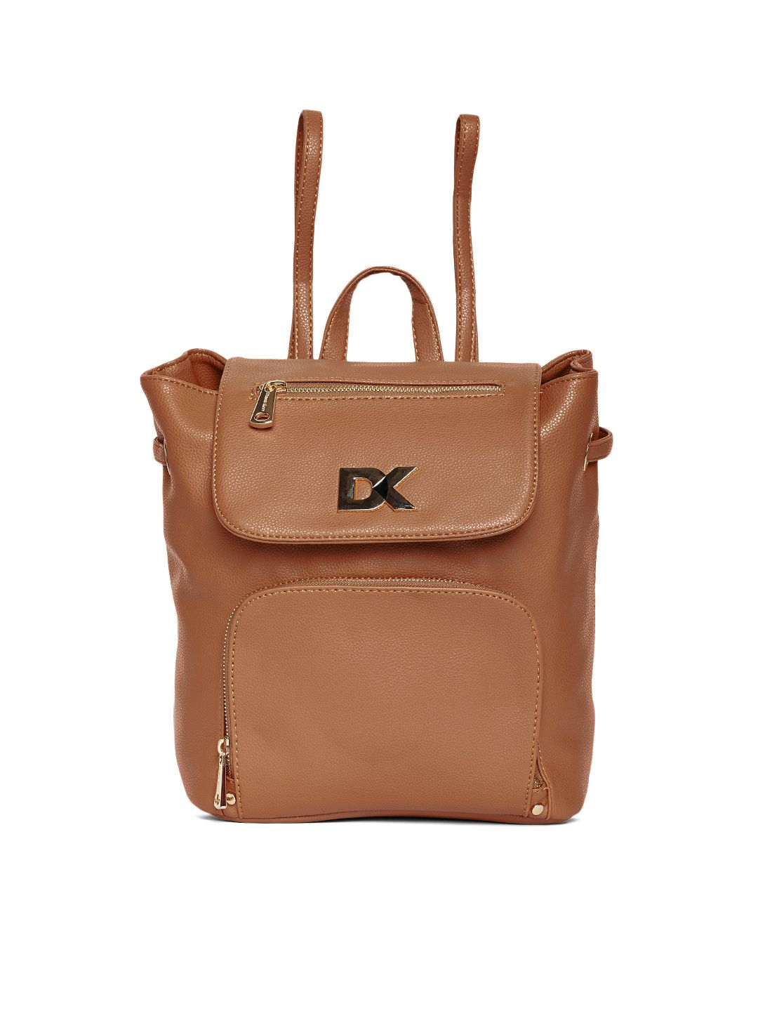 Diana Korr Women Brown & Gold-Toned Solid Backpack Price in India