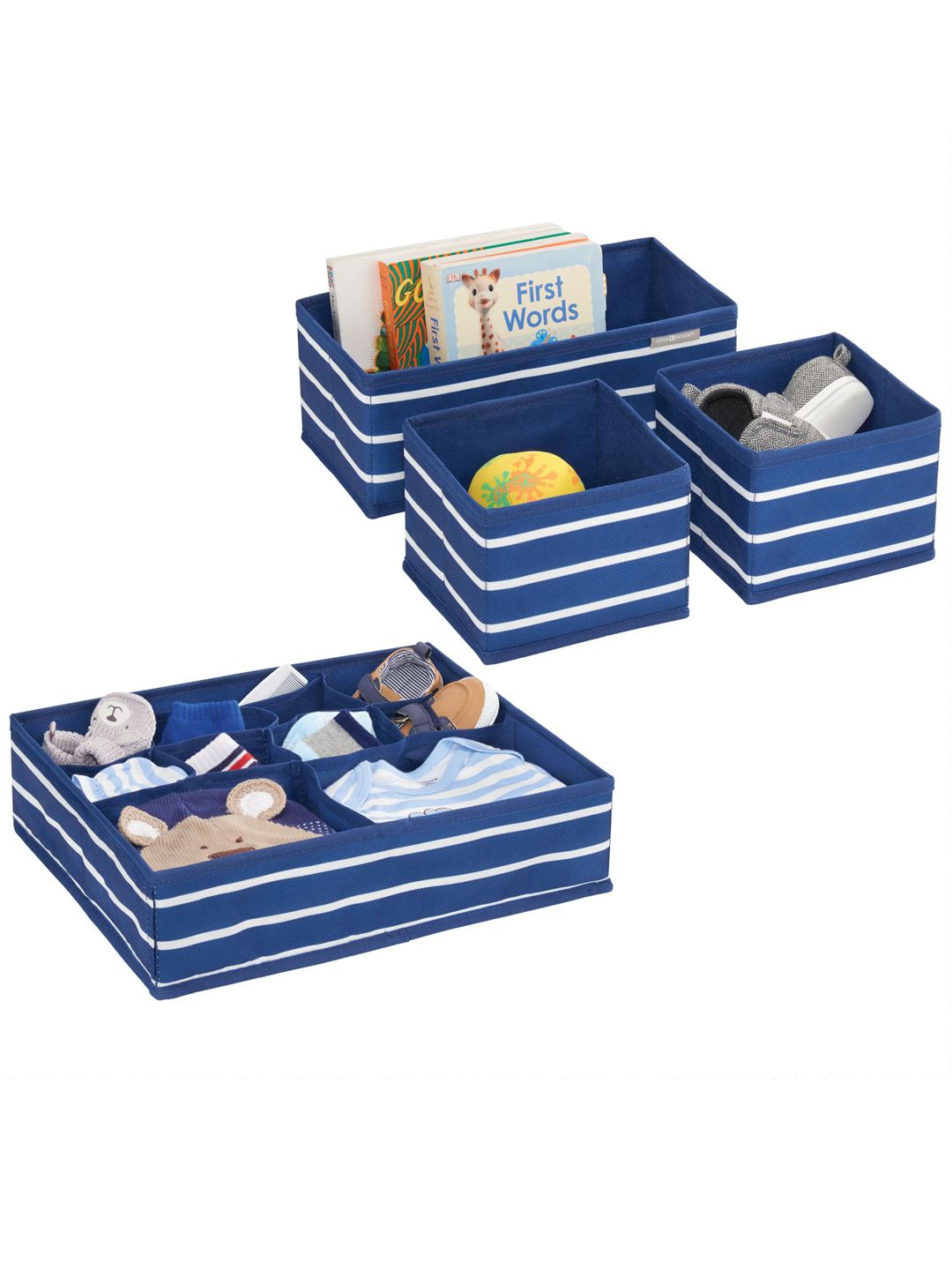 InterDesign Set Of 4 Blue & White Striped Drawer Organiser Price in India