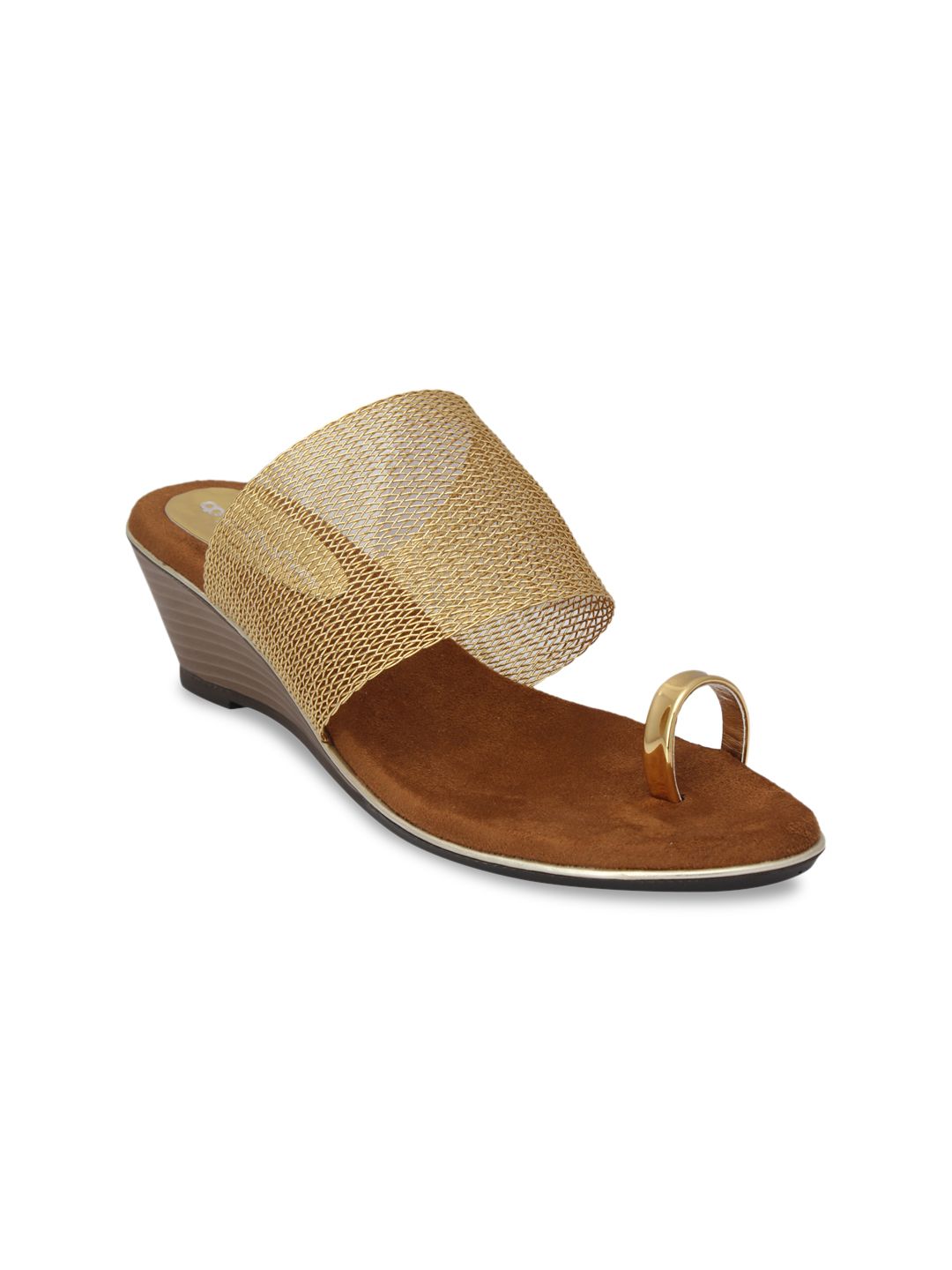 pelle albero Women Gold-Toned Woven Design Sandals Price in India