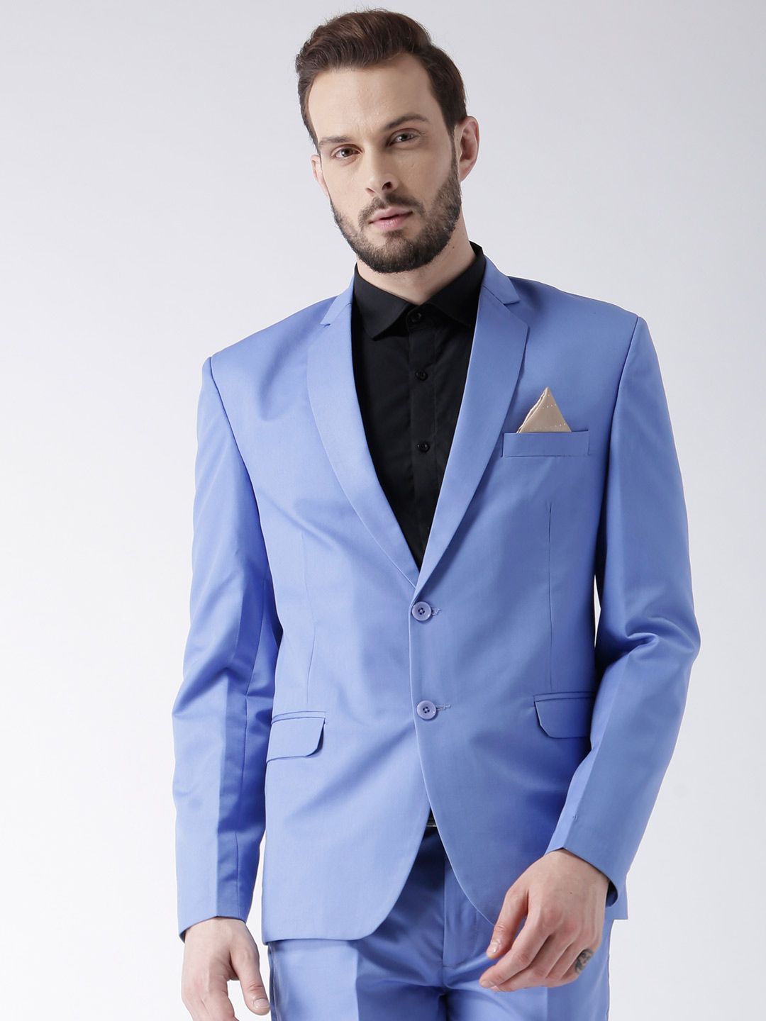 Hangup Blue Solid Single-Breasted Blazer