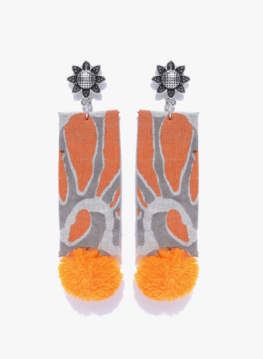 Tarbiya Kraft Orange/Beige Fabric Danglers And Drop