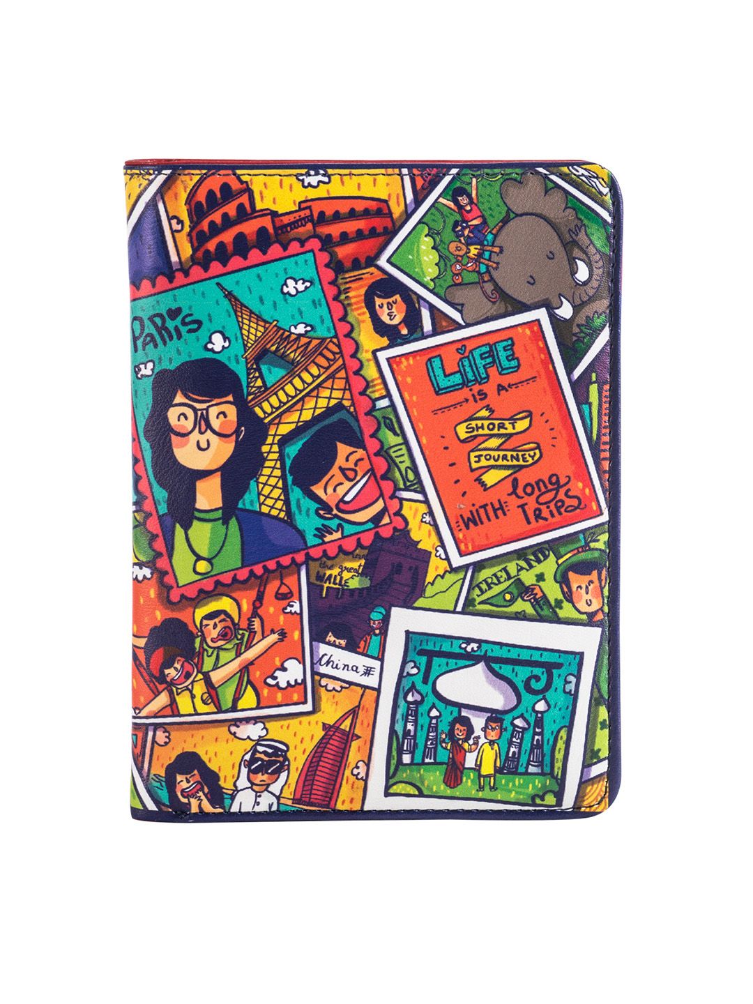 Chumbak Women Multicoloured Live To Travel Printed Two Fold Passport Holder Price in India