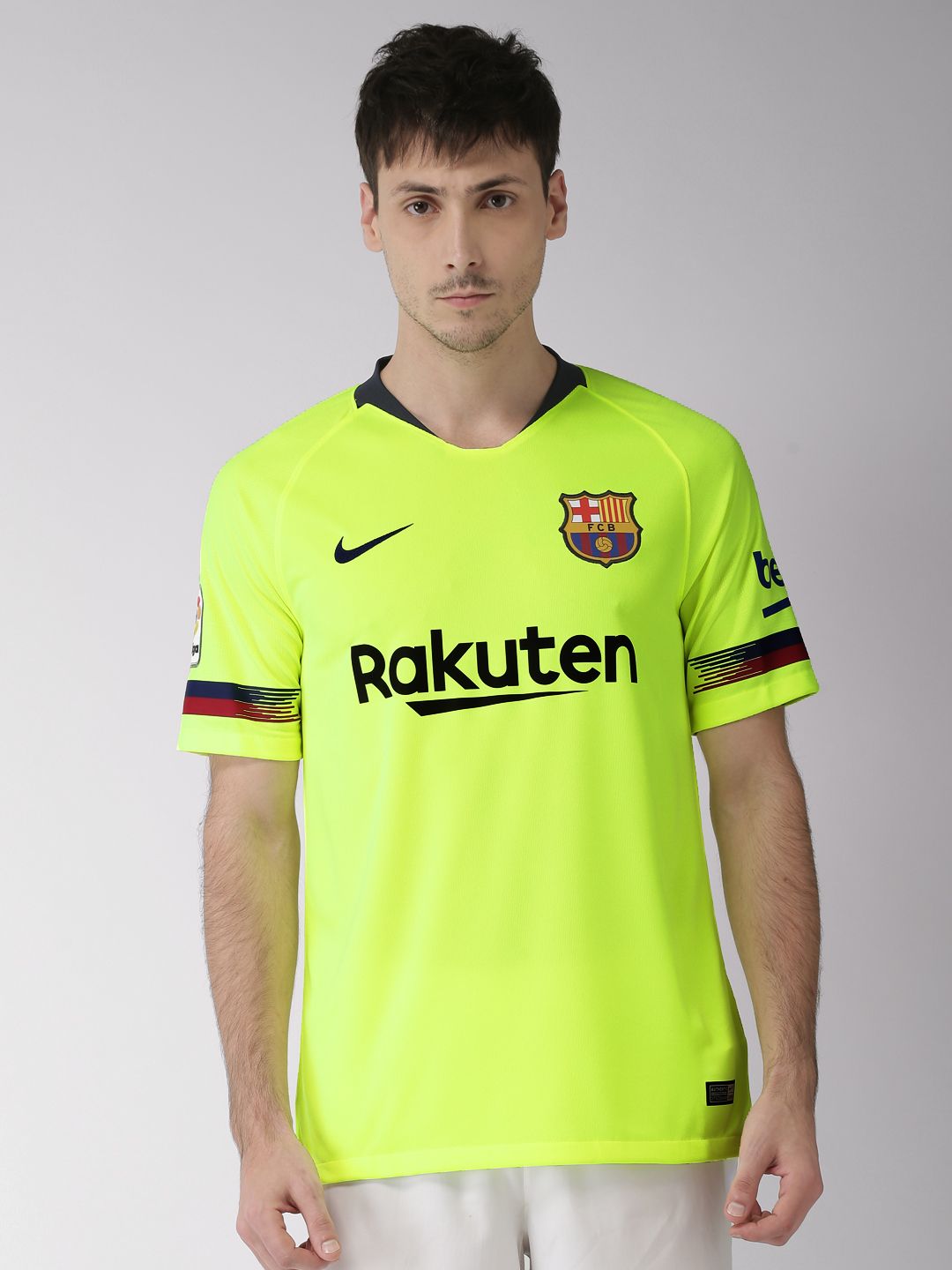 Nike FC Barcelona ユニフォーム Mサイズ Buy Nike Men Flourescent Green Printed Breathe FC Barcelona DRI