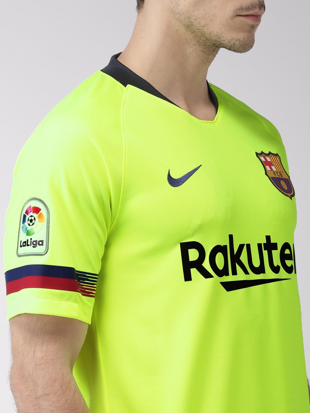 Buy Nike Men Flourescent Green Printed Breathe FC Barcelona DRI