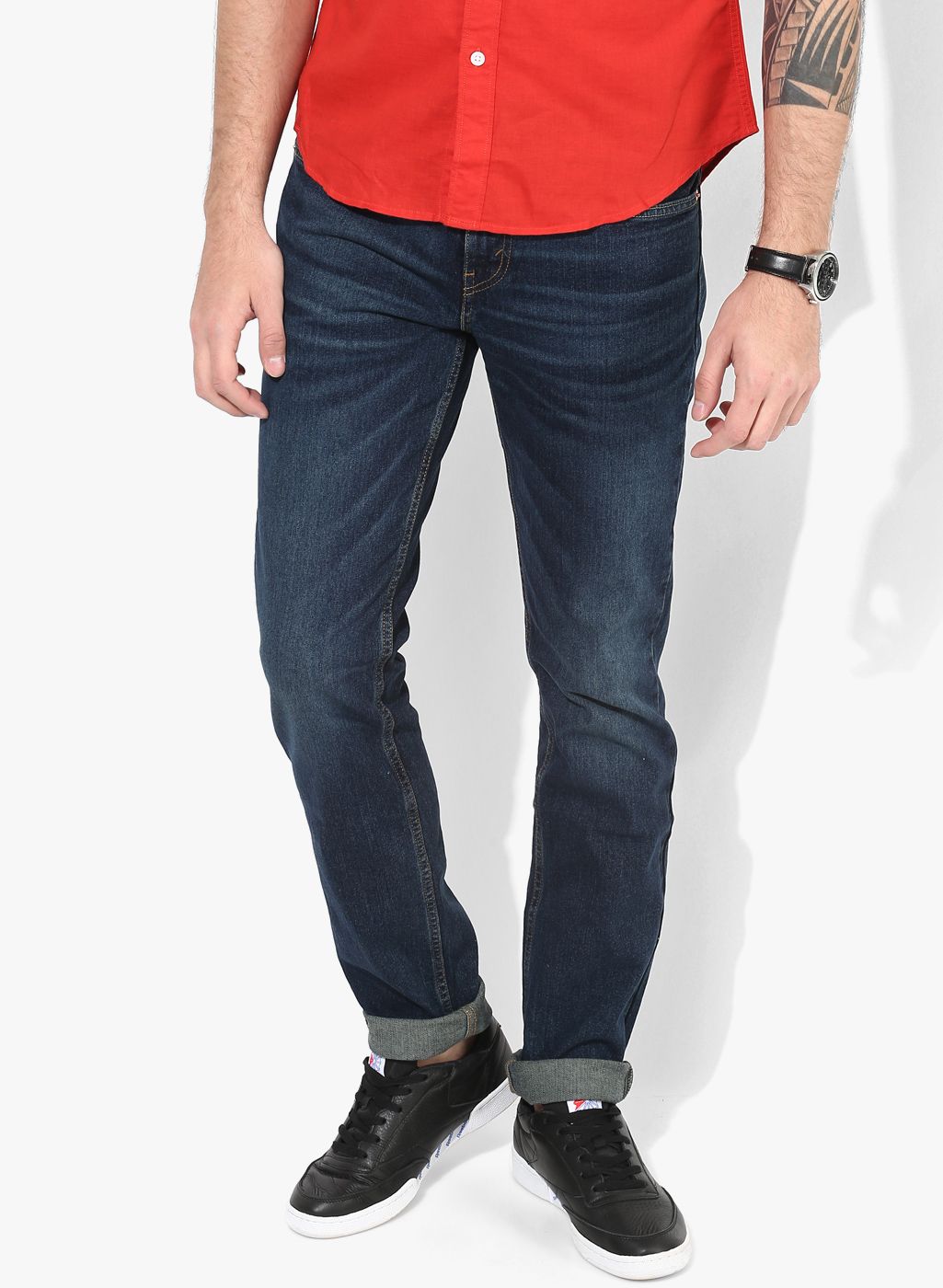 Levis Blue Washed Mid-Rise Slim Fit Jeans