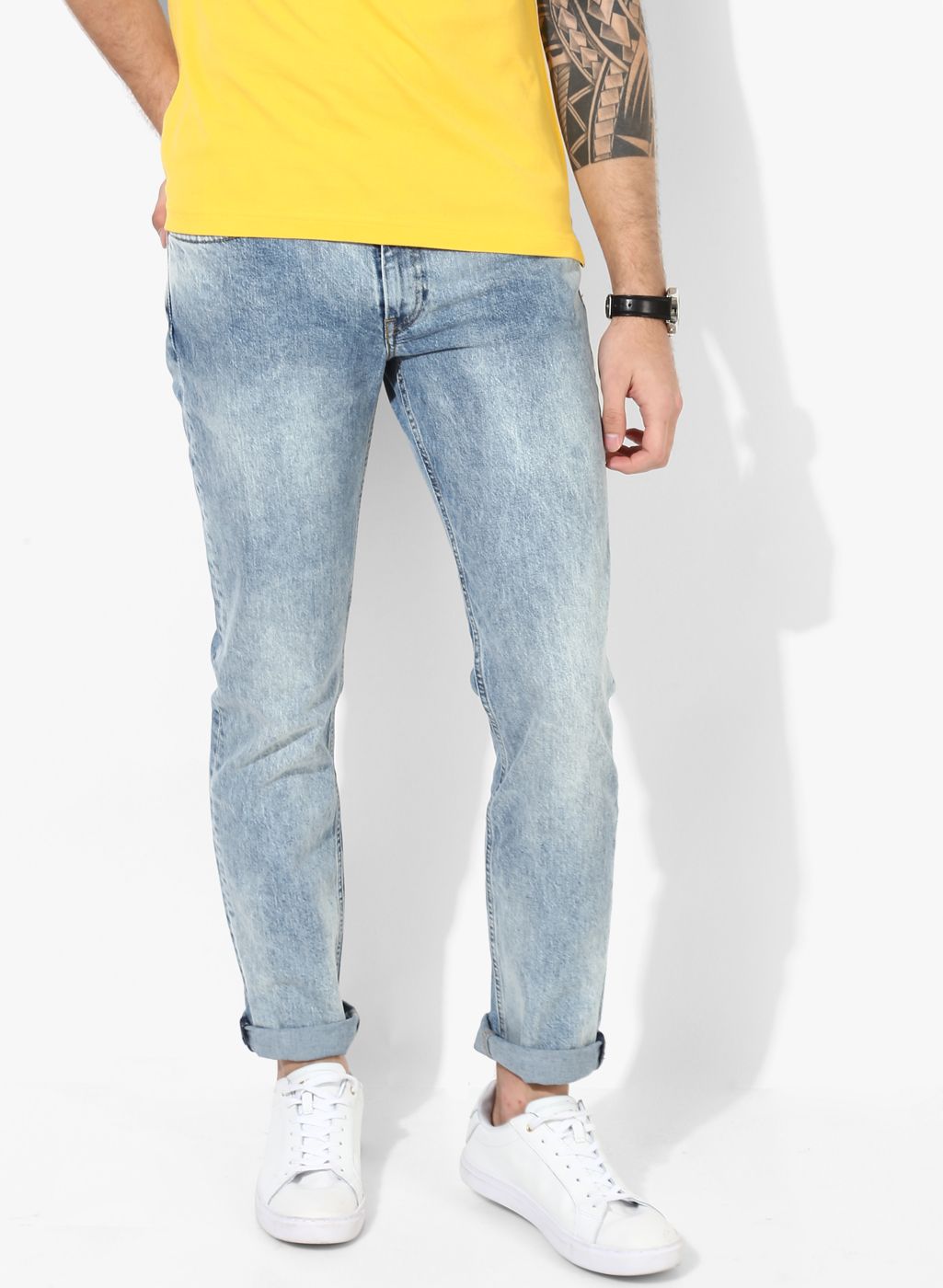 Levis Blue Washed Mid-Rise Slim Fit Jeans