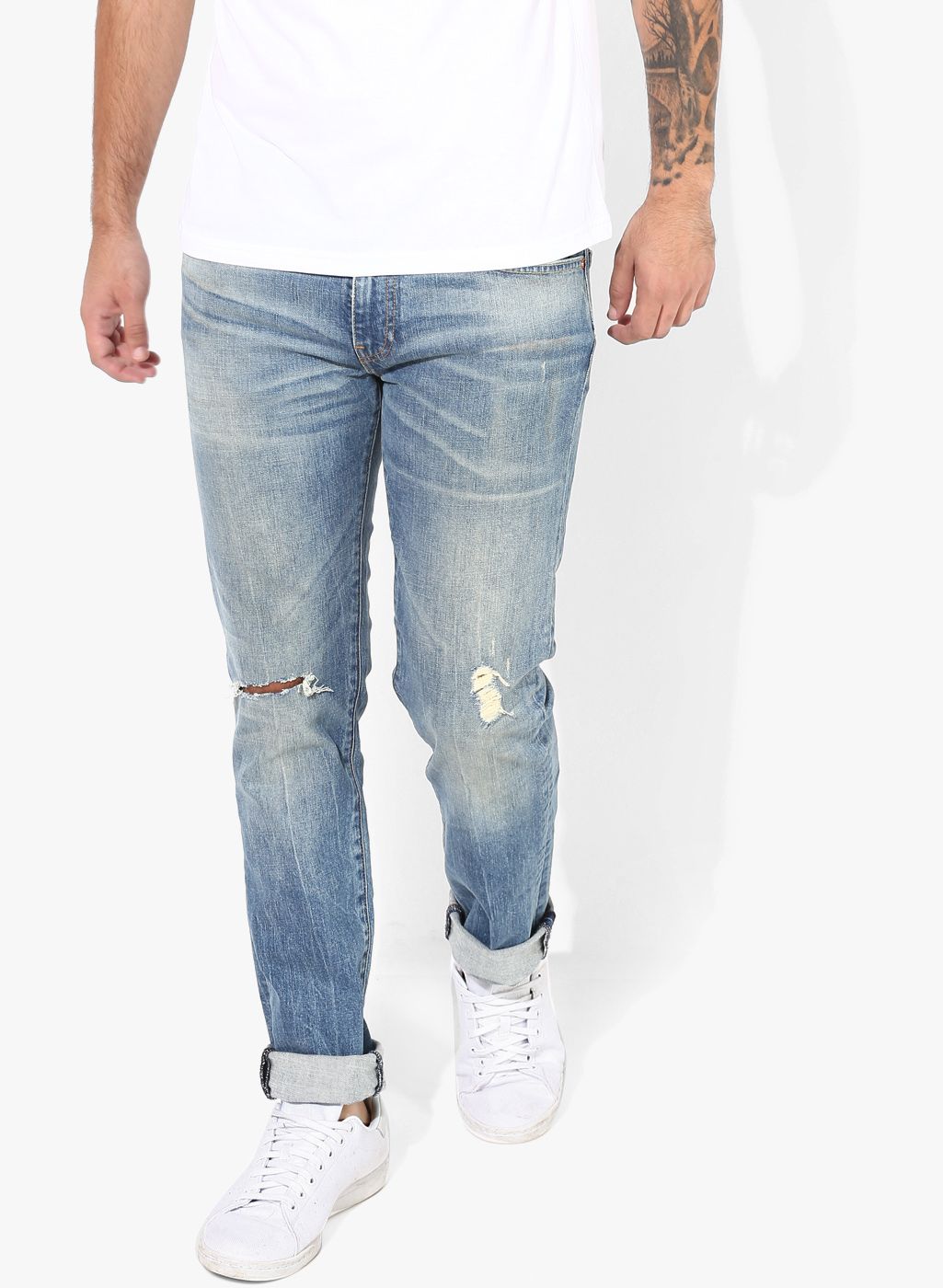 Levis Blue Washed Mid-Rise Slim Fit Jeans