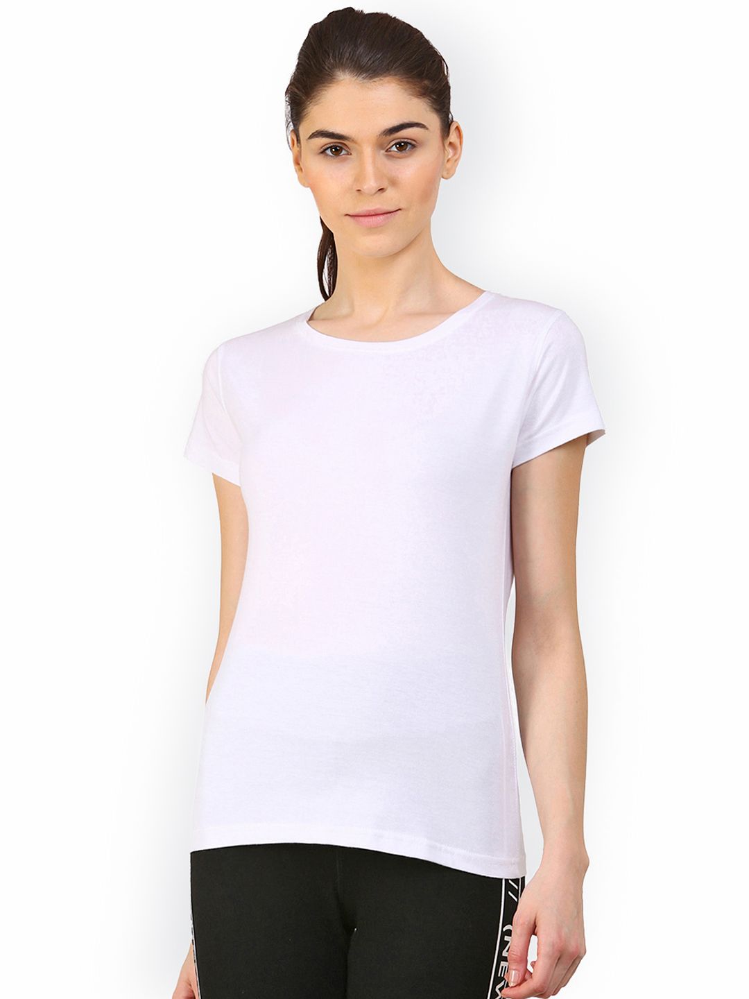 appulse Women White Solid Round Neck T-shirt Price in India