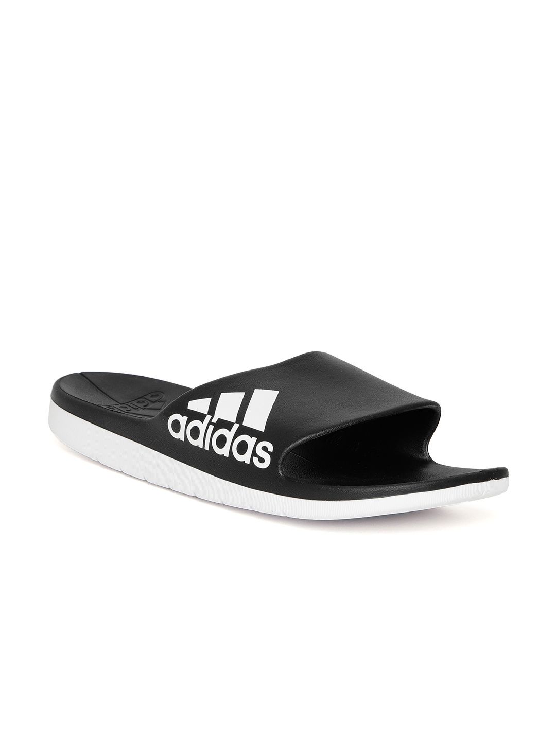New Adidas Aqualette CF Men Slides Slippers Black/ White Size 18