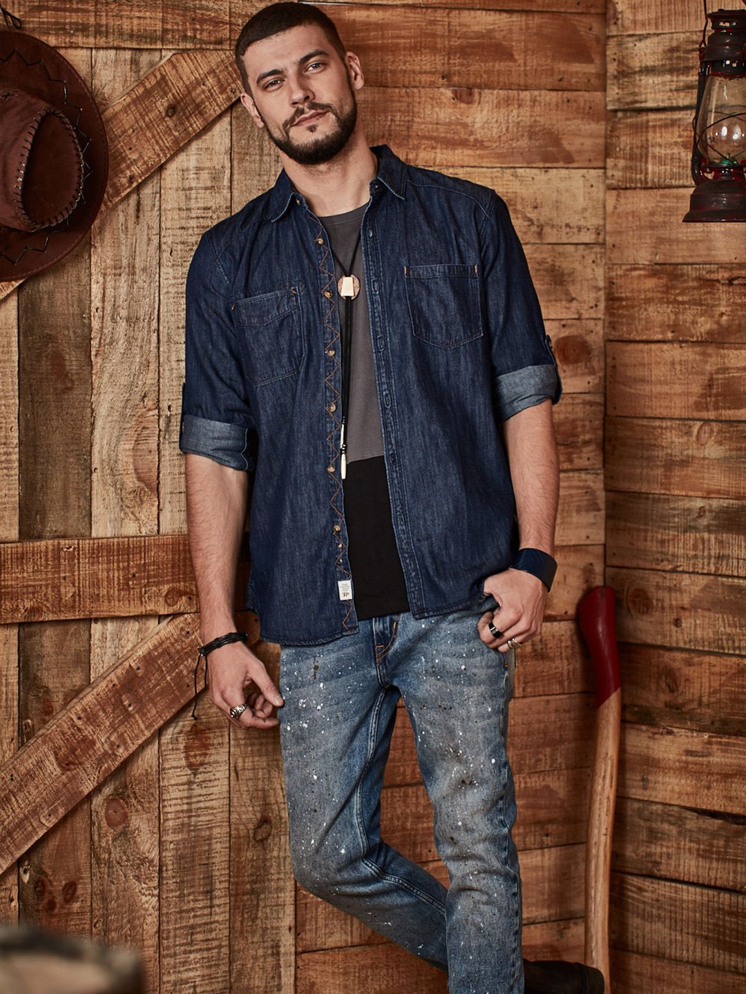 Buy Roadster Men Blue Regular Fit Solid Denim Casual Shirt