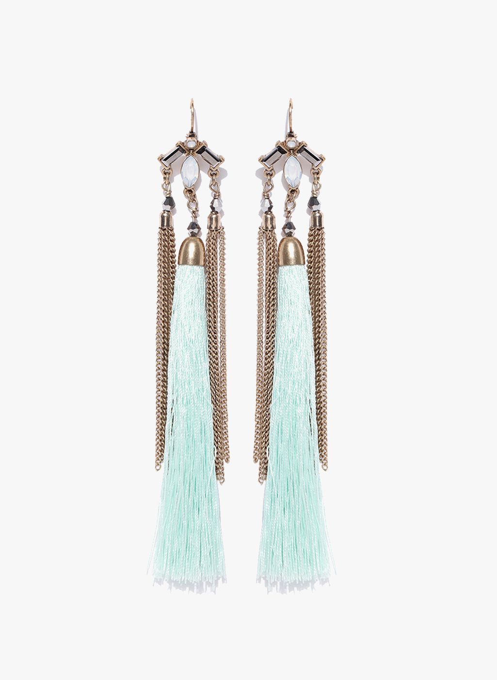OOMPH Golden/Turquoise Blue Metal Danglers And Drop