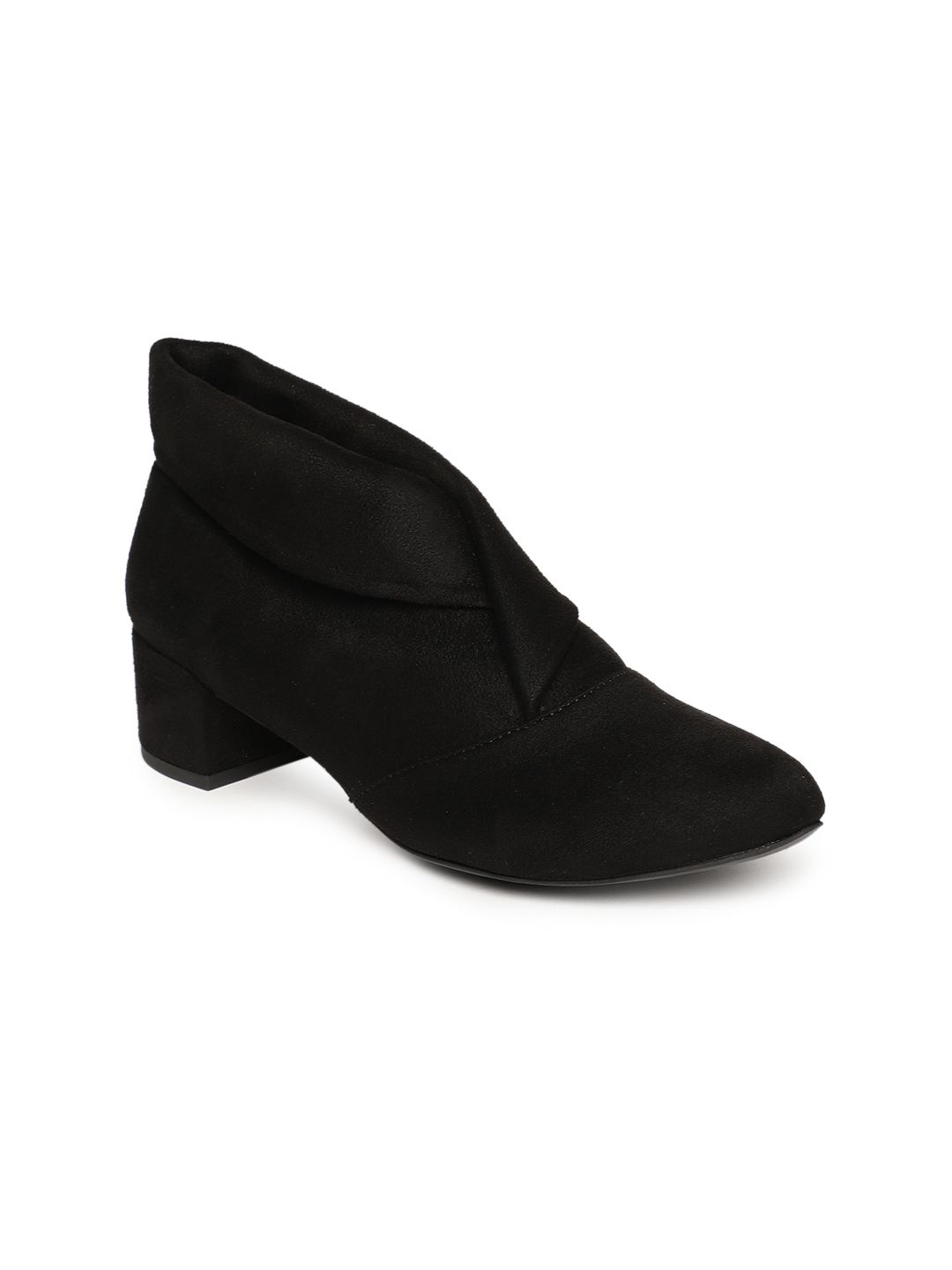 Rocia Women Black Solid Heeled Boots Price in India