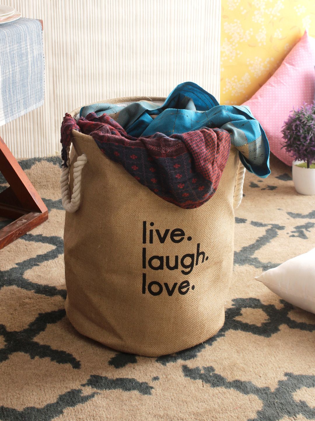 Cortina Brown Printed Foldable Laundry Bag