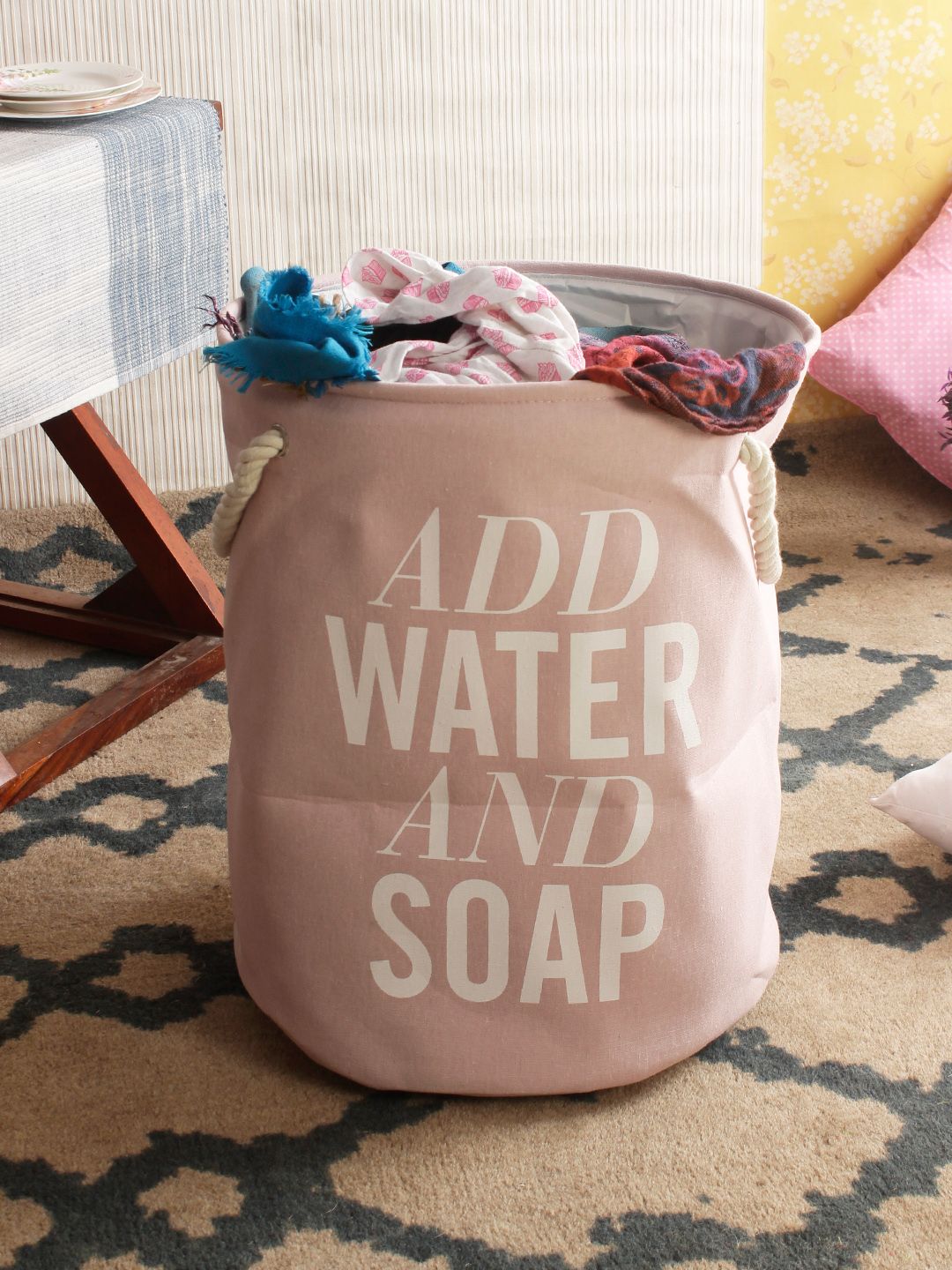 Cortina Unisex Pink Printed Foldable Laundry Bag