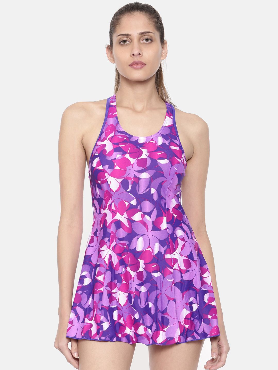 Speedo Women Purple Printed Swimming Dress 808876B534 Price in India