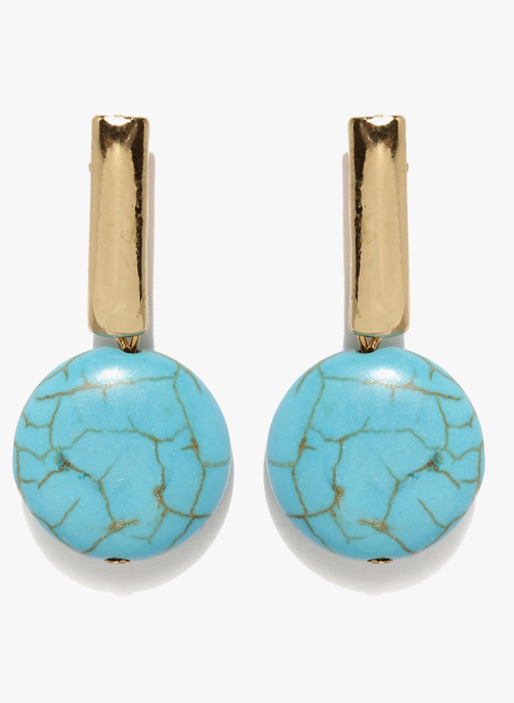 Ayesha Golden/Turquoise Blue Metal Danglers And Drop