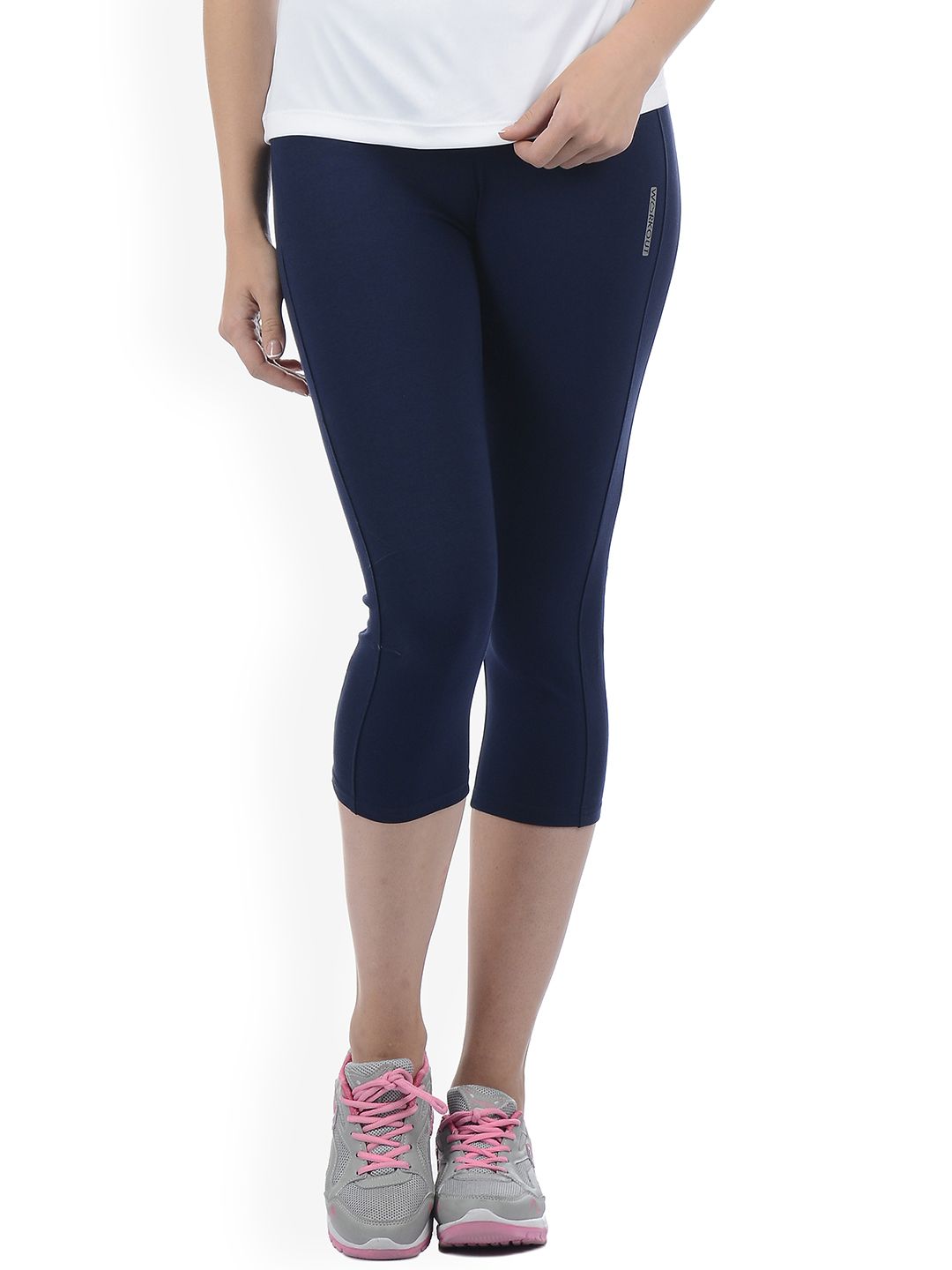 Sweet Dreams Women Navy Blue Solid Workout Tights With Zipper Pocket Price in India