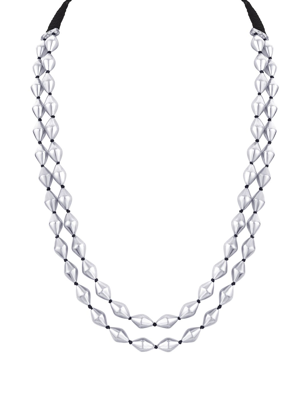 ahilya Sterling Silver Dual Strand Dholki Bead Necklace Price in India