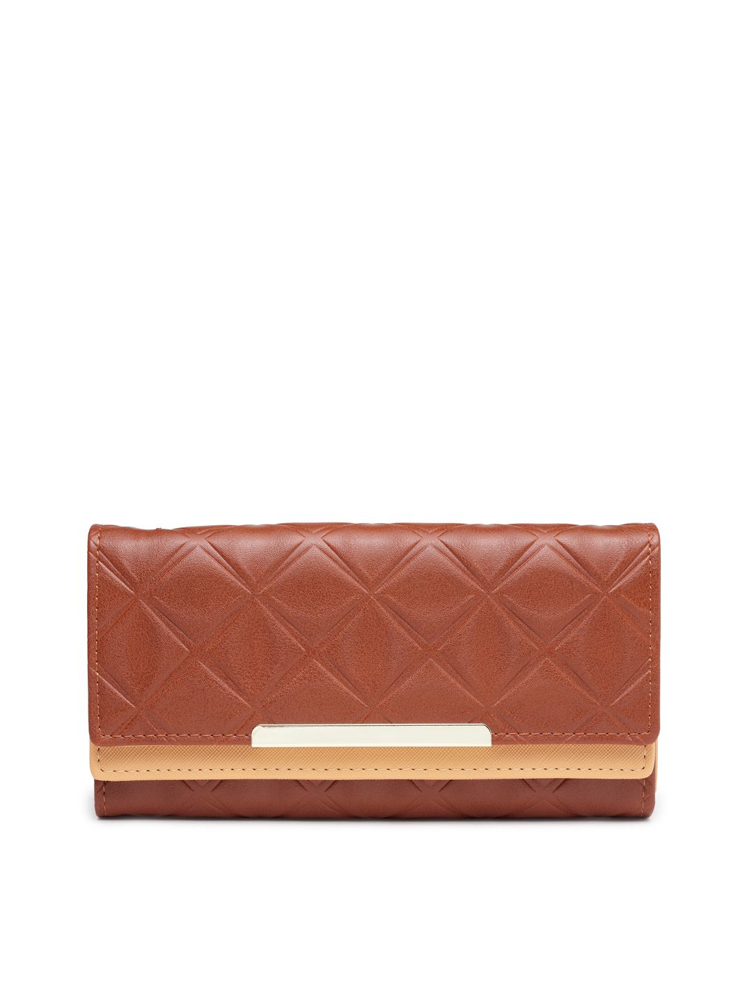 ToniQ Women Brown Textured Three Fold Wallet Price in India